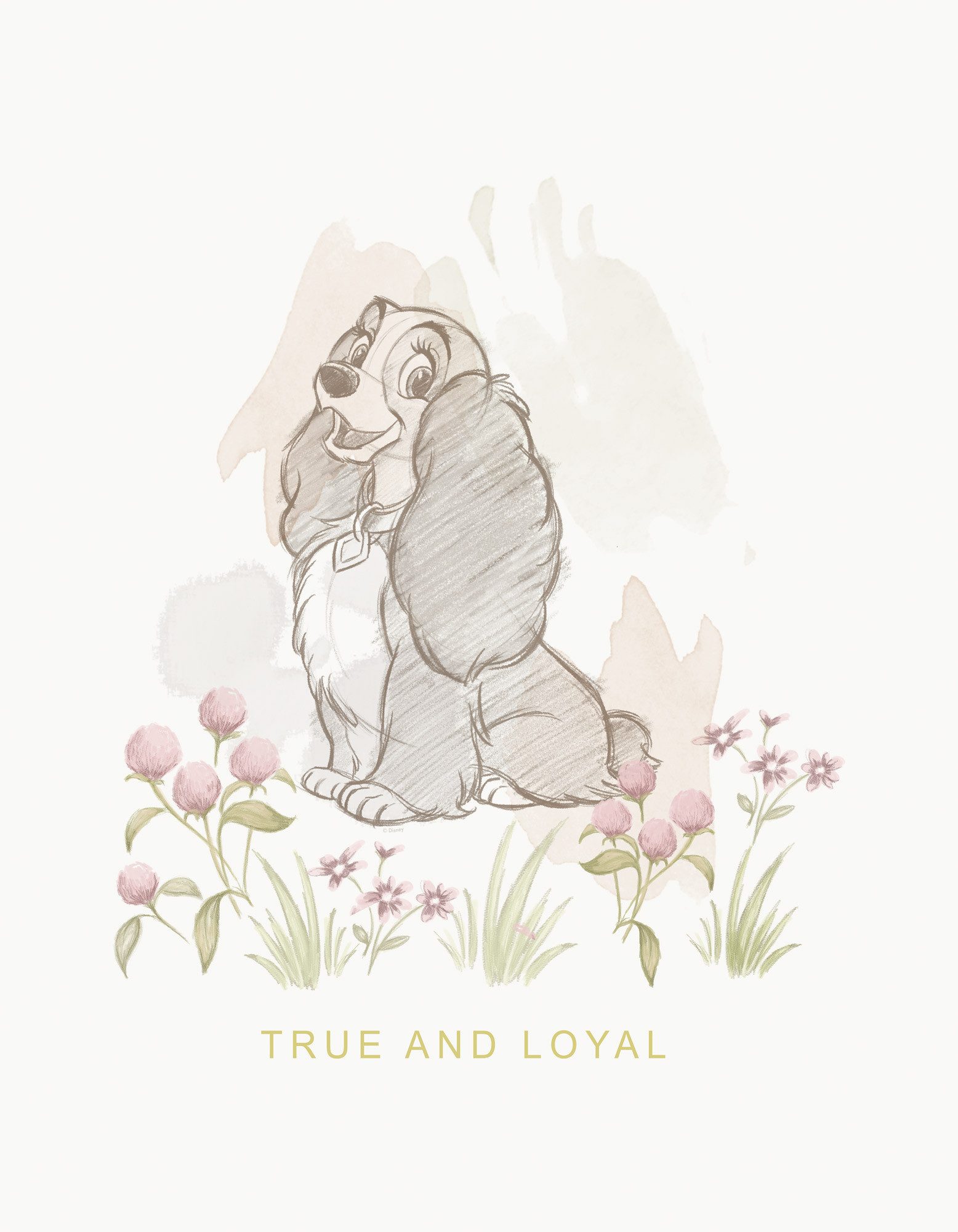 Komar Artprint op linnen Disney Lady and the Tramp True and Loyal 300 x 280 cm (breedte x hoogte) - behang, vlies, woonkamer, slaapkamer (1 stuk)