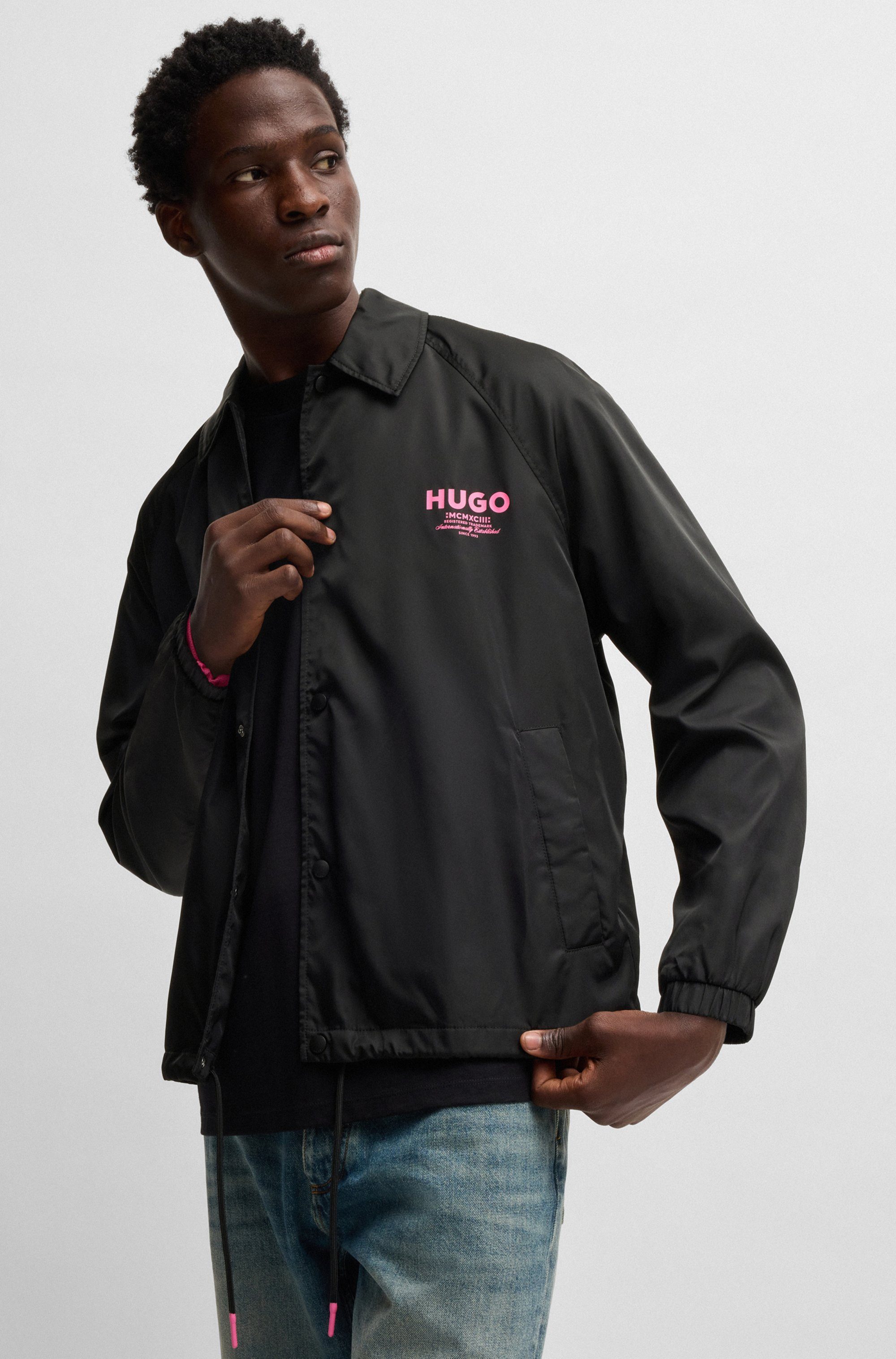 HUGO Blue Functioneel jack Biyo2521 Overshirt met contrasterende print