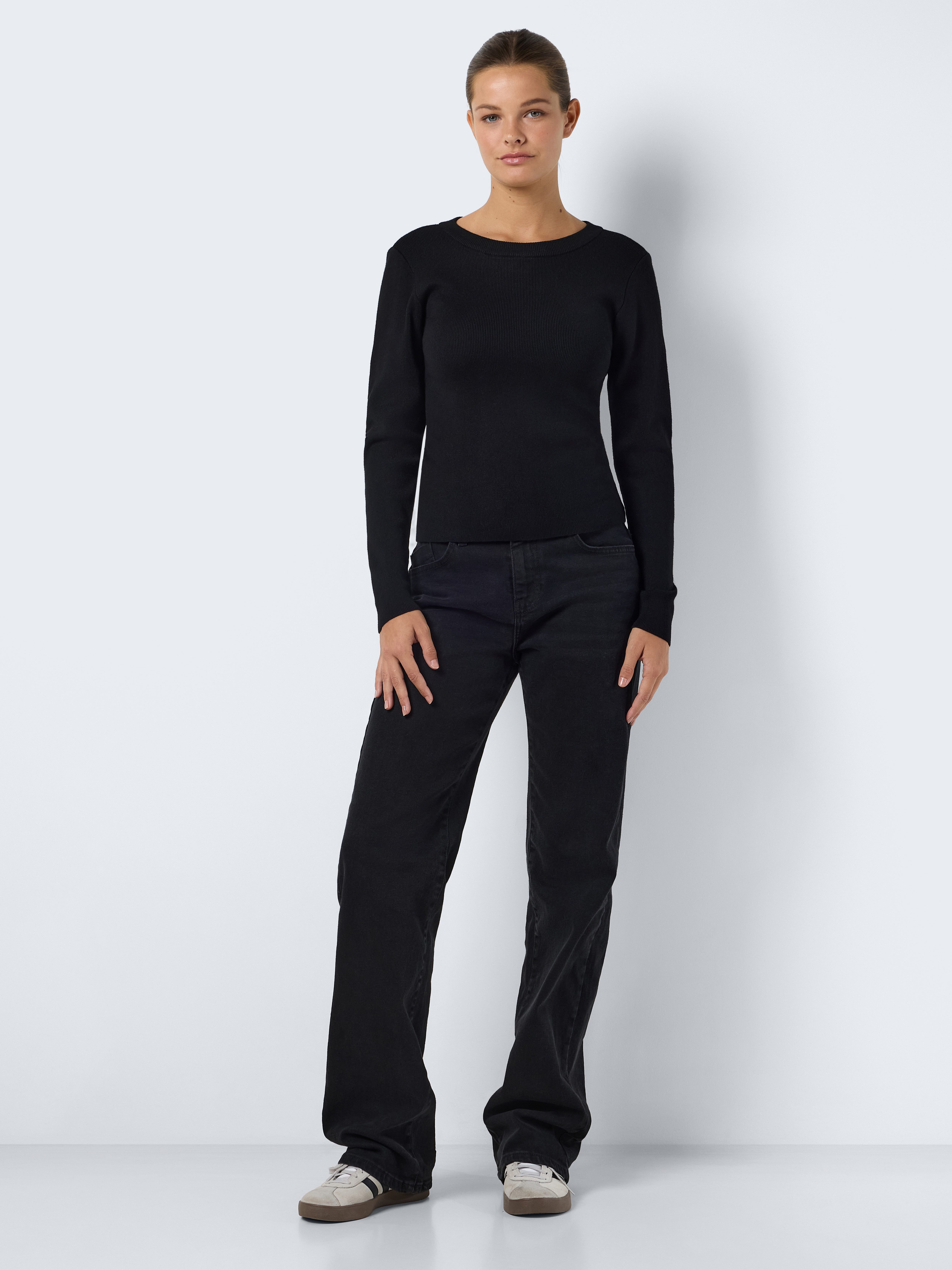Noisy may Gebreide trui NMJAZ L S O-NECK KNIT FWD NOOS