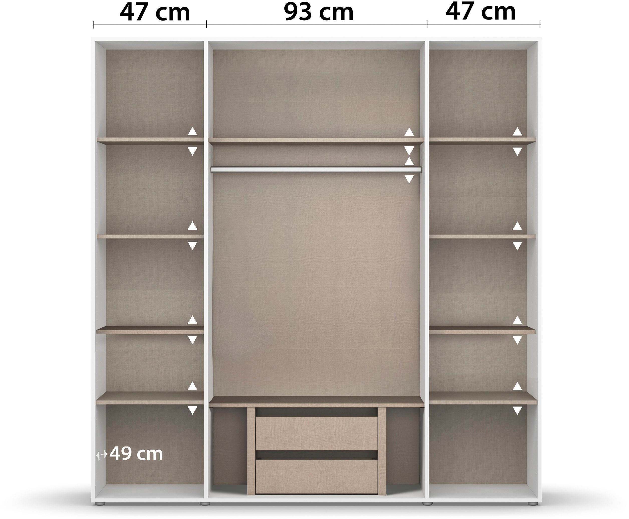 rauch Draaideurkast Kledingkast Kast Garderobe Wasmand NAGATA veel Opbergruimte met moderne stanggrepen in grijs metallic topseller made in germany