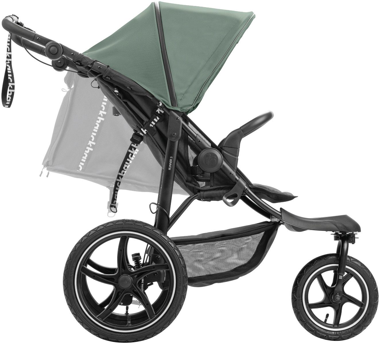 Hauck Kinderwagen met drie wielen Runner 3, Jungle Green met xxl-luchtwielen en handrem, tot 22 kg belastbaar