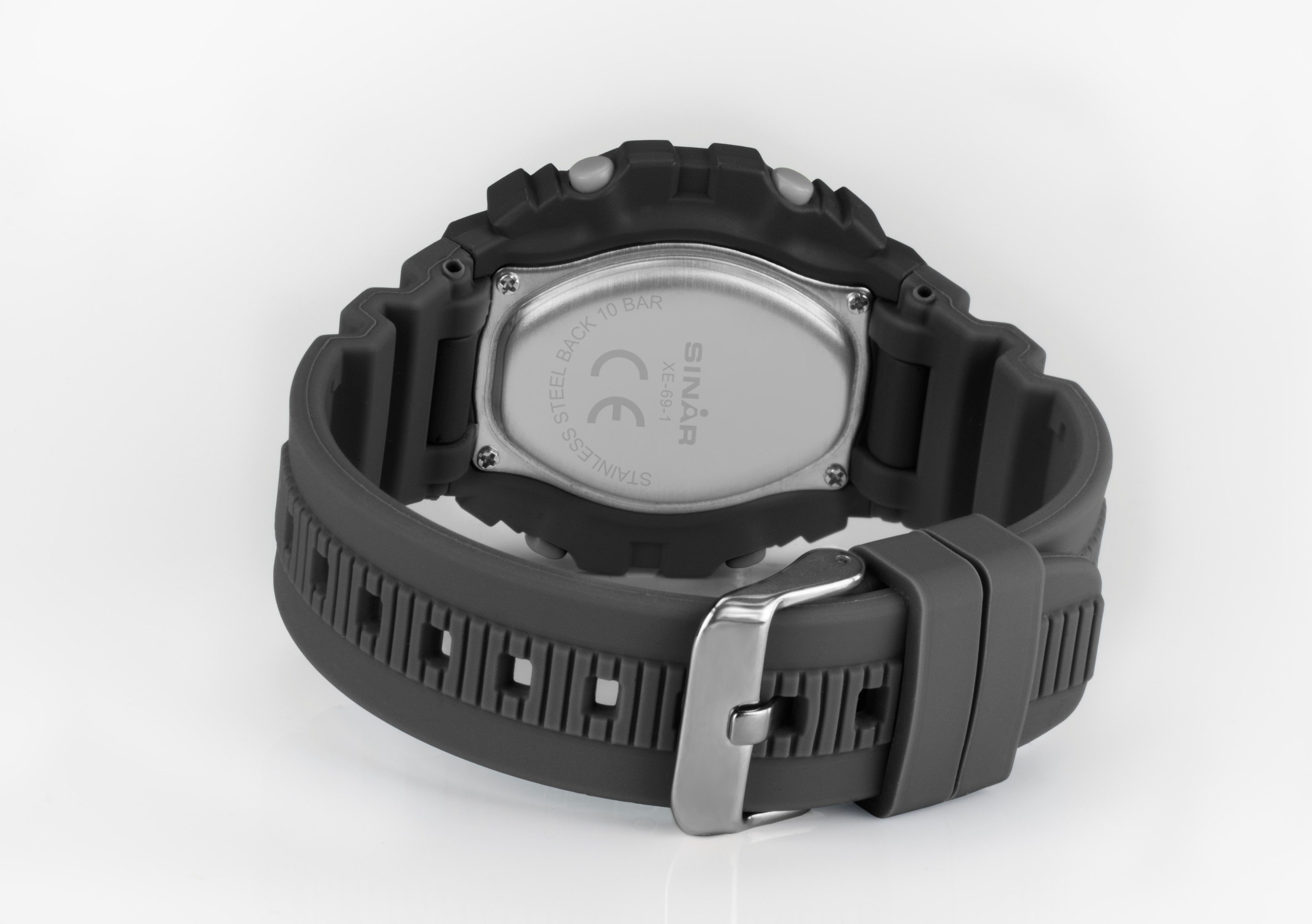 SINAR Digitale klok Quartzhorloge, polshorloge, herenhorloge, siliconen armband, digitaal, maand, dag