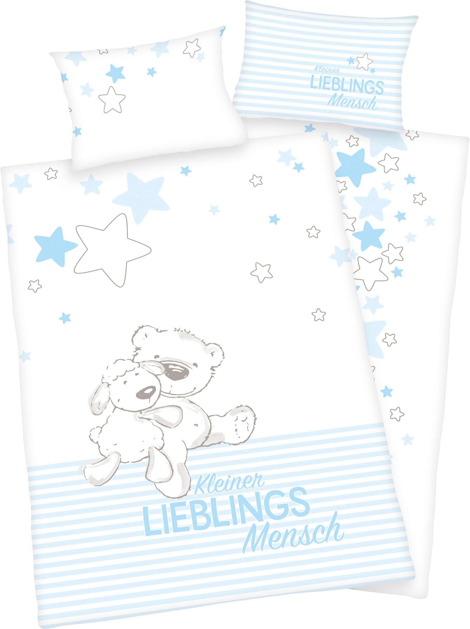 Baby Best Baby-overtrekset Kleine favoriete persoon met schattig teddy-motief en belettering dekbedovertrekken maat 1x 100x135 cm beige