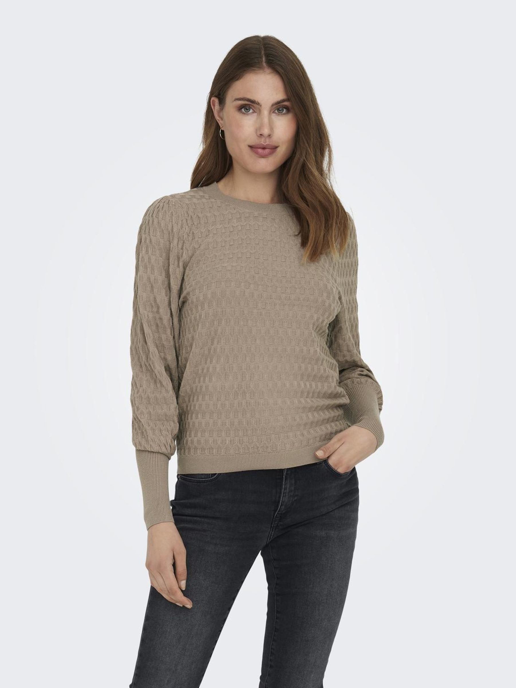 Only Trui met ronde hals ONLFAYE LIFE L/S PULLOVER KNT NOOS
