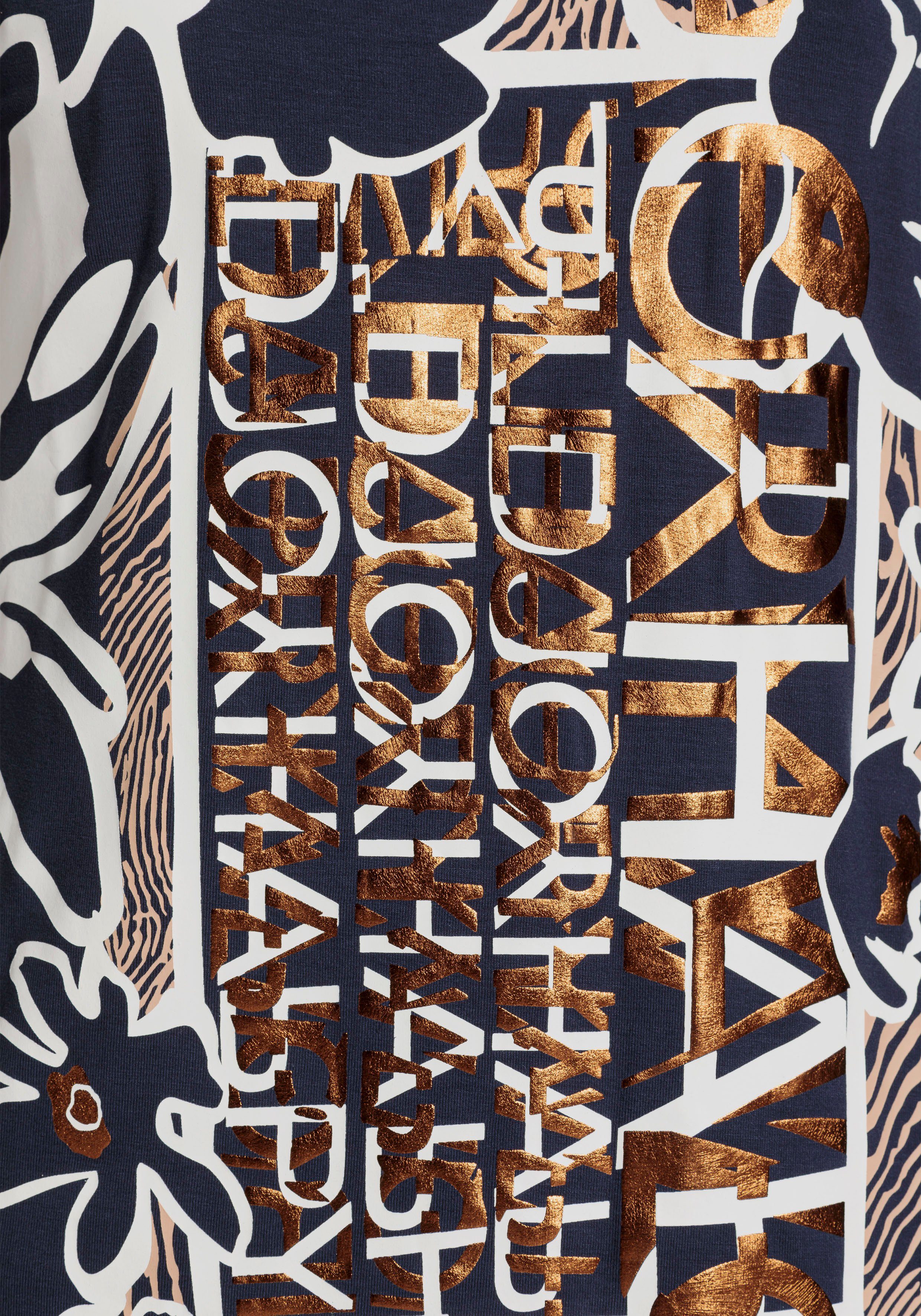 Boysen's Shirt met ronde hals met grote print op de voorkant met bronzen elementen - nieuwe collectie