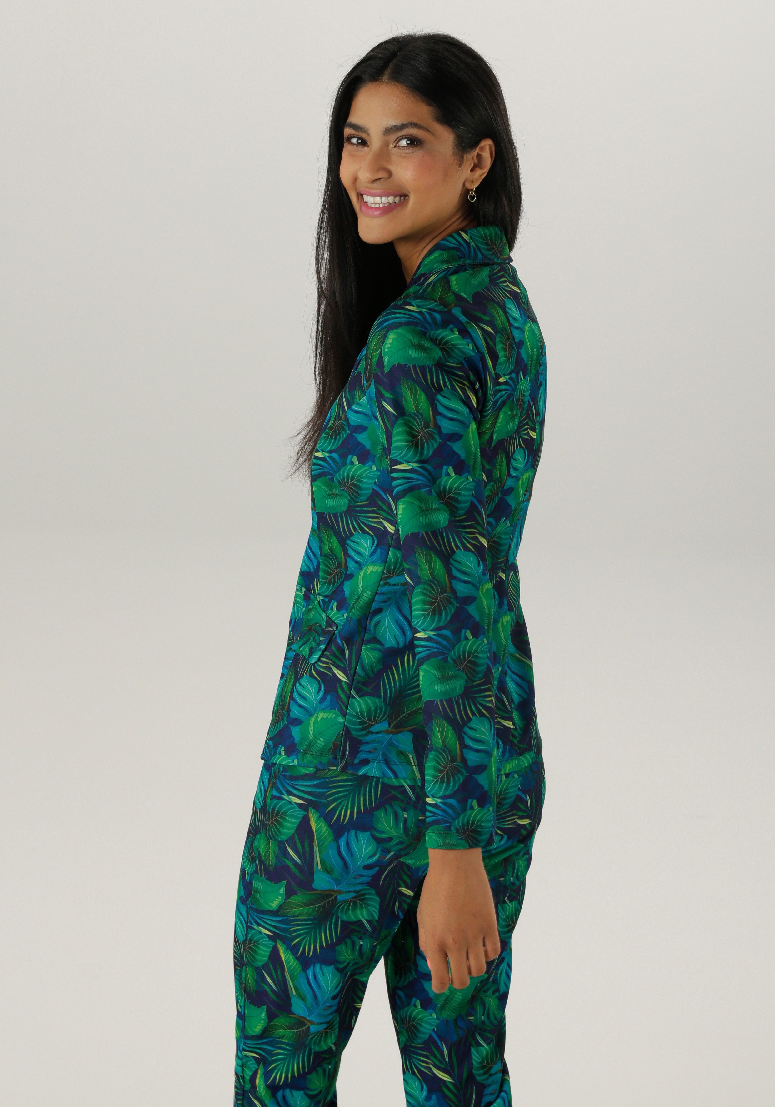 Aniston SELECTED Jerseyblazer met grootschalig en abstract bladerenpatroon nieuwe collectie
