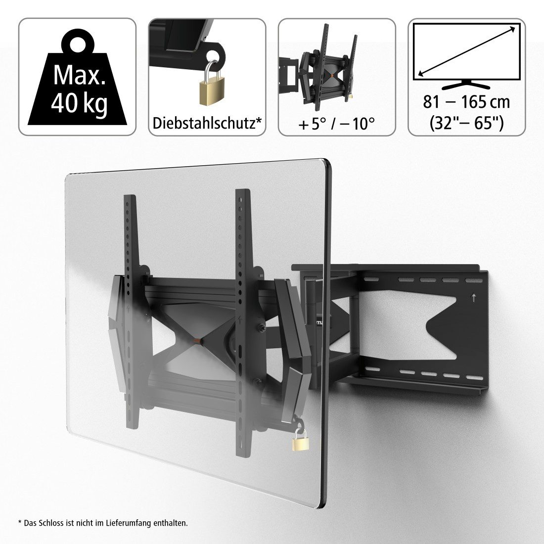 Hama Tv-wandhouder Wandbeugel (draaibaar, kantelbaar, 32"- 65", VESA 400x400)