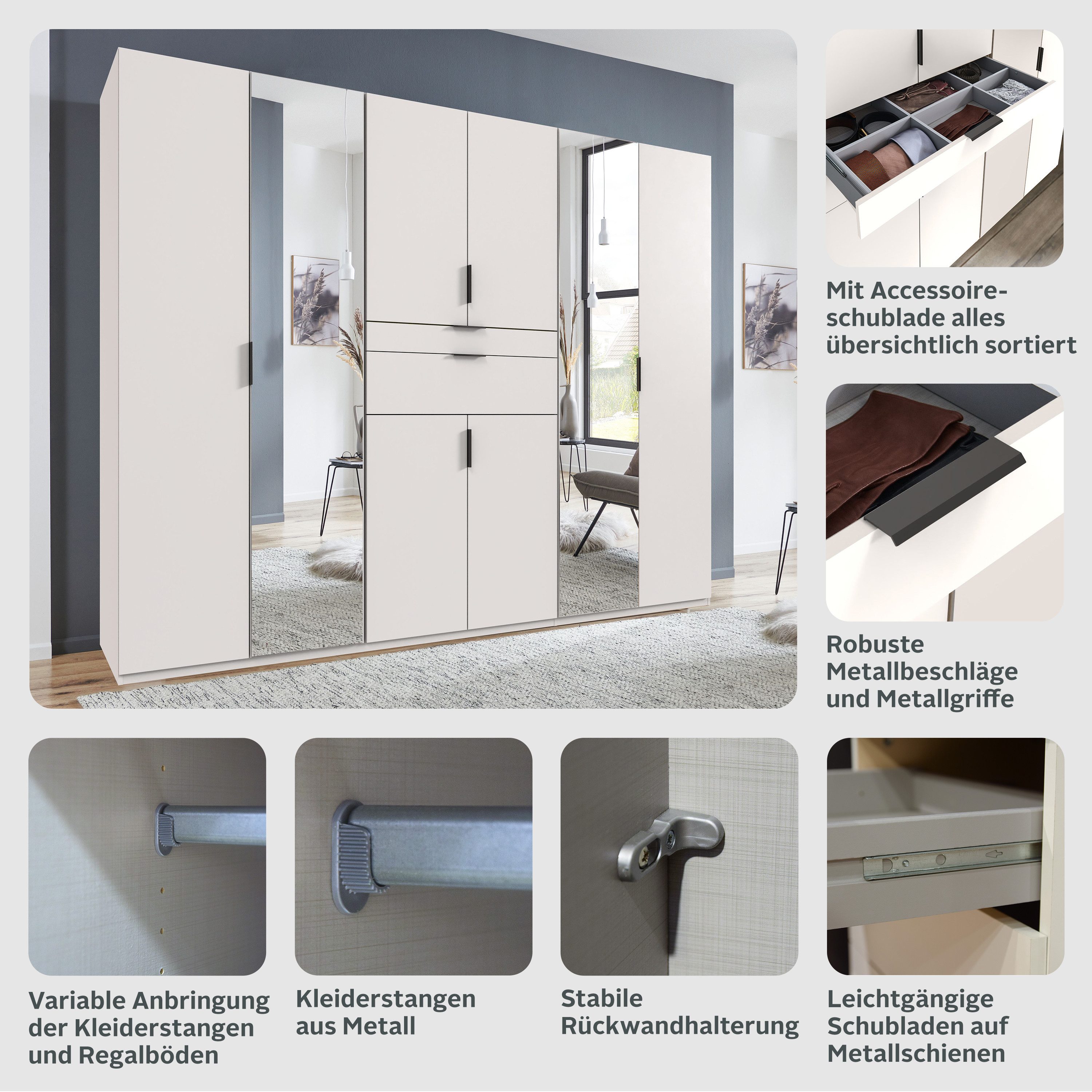 Wimex Draaideurkast Moldau kledingkast met spiegel slaapkamerkast bestseller Kies je interieur, kant-en-klaar geconfigureerd in de kast
