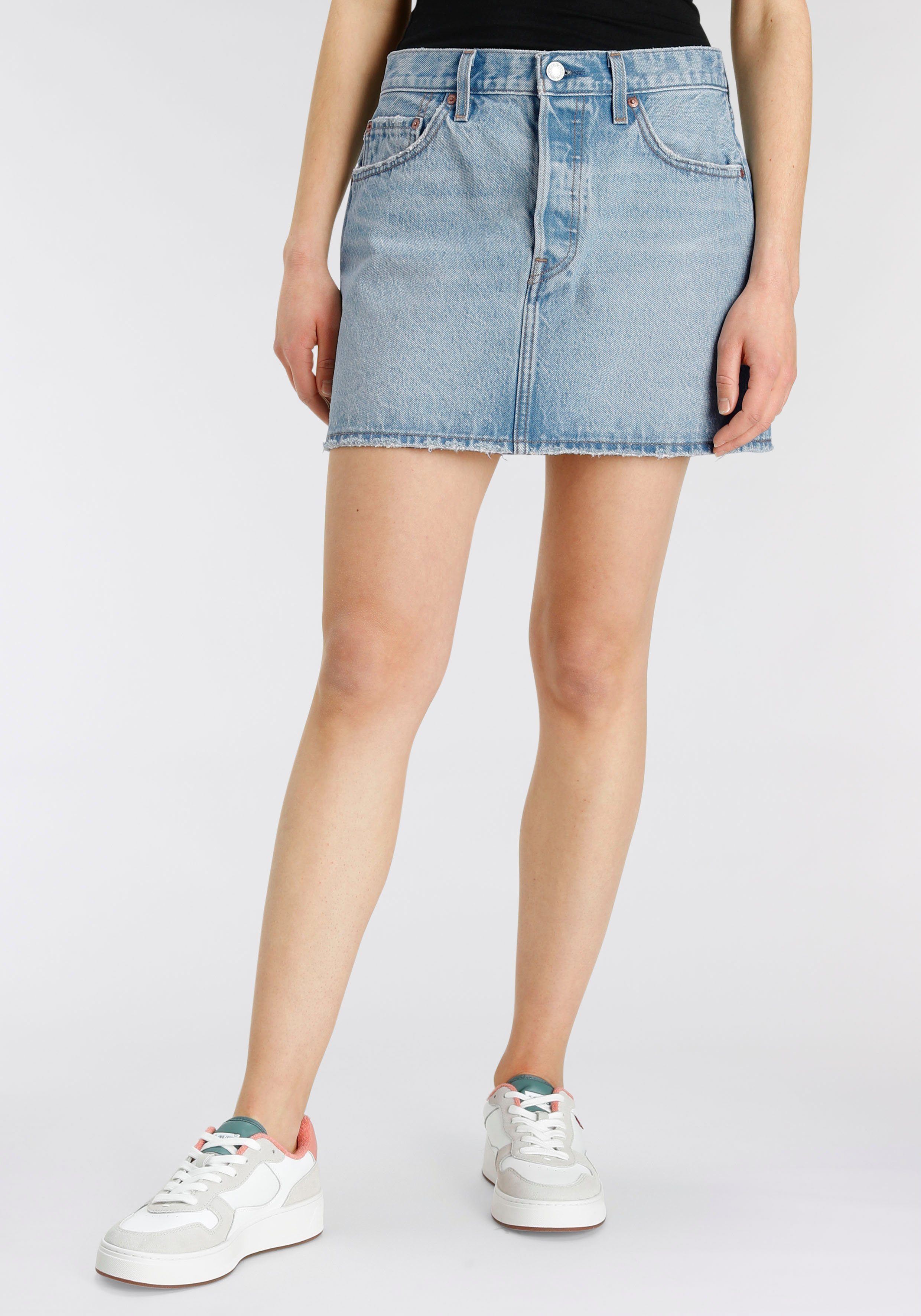 Levi's® Jeans rok ICON SKIRT met used-effecten en rafelige randen