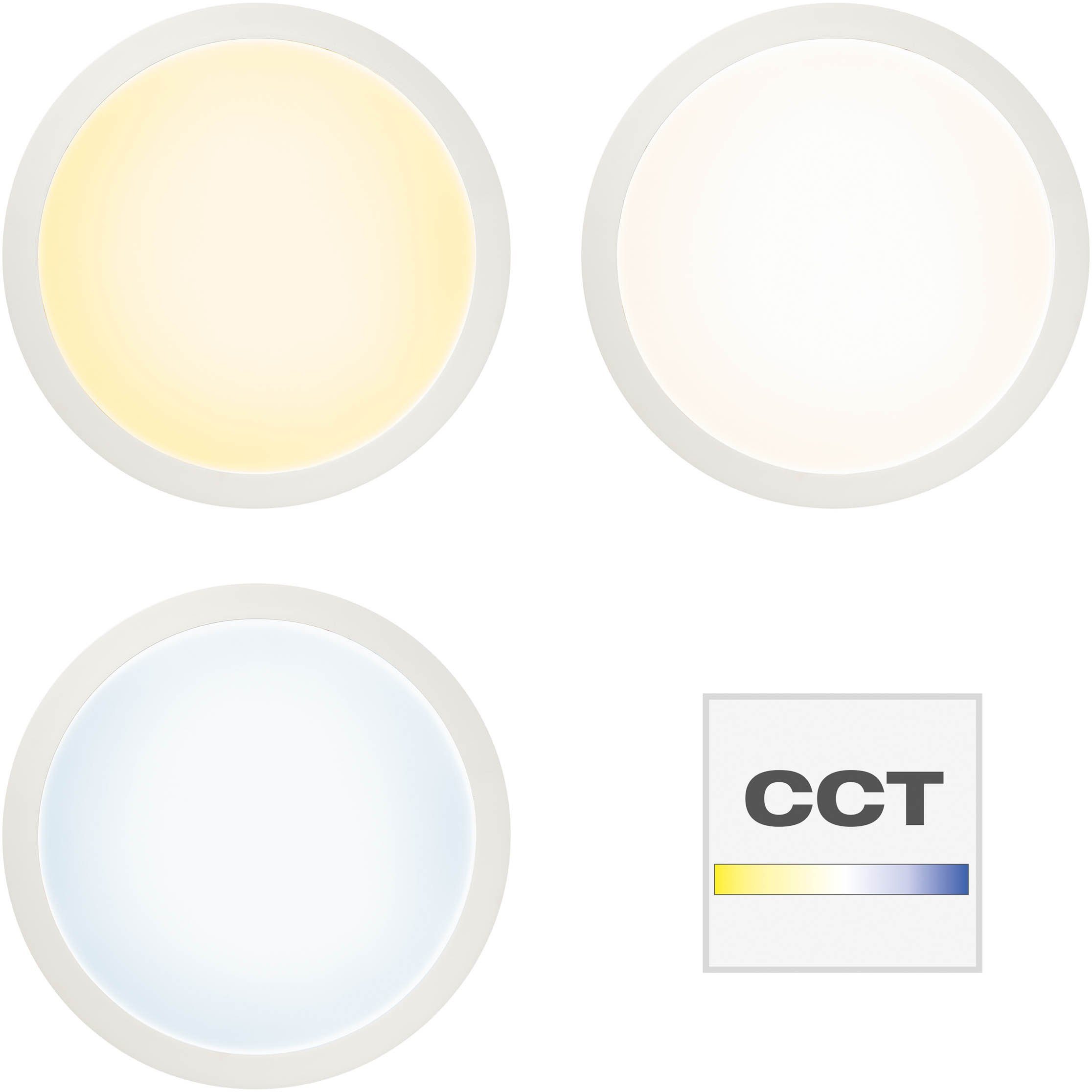 Brilliant Leuchten Led-plafondlamp Abie Ø 40 cm, RGB, dimbaar, CCT, afstandsbediening, metaal, kunststof, wit (1 stuk)