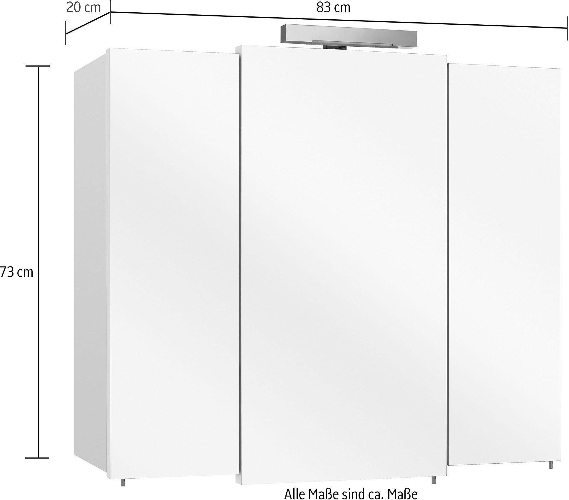 Saphir Badmeubelset Quickset 312 5-delig, keramieken wastafelonderkast en led-spiegelkast (set, 5 stuks)