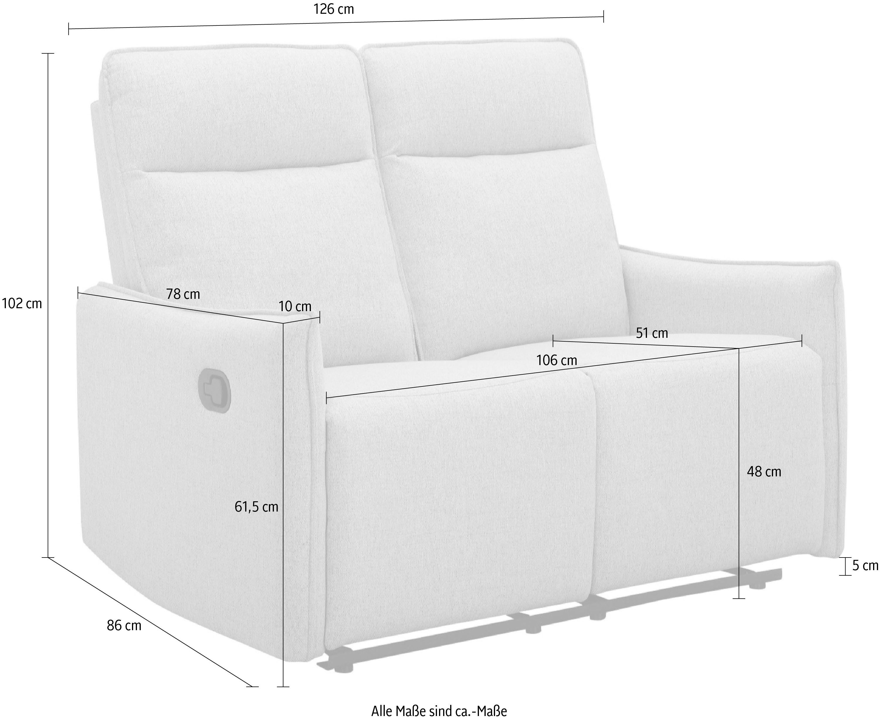 Dorel Home 2-zitsbank Lugo, bioscoopbank met relaxfunctie in kunstleer en geweven stof