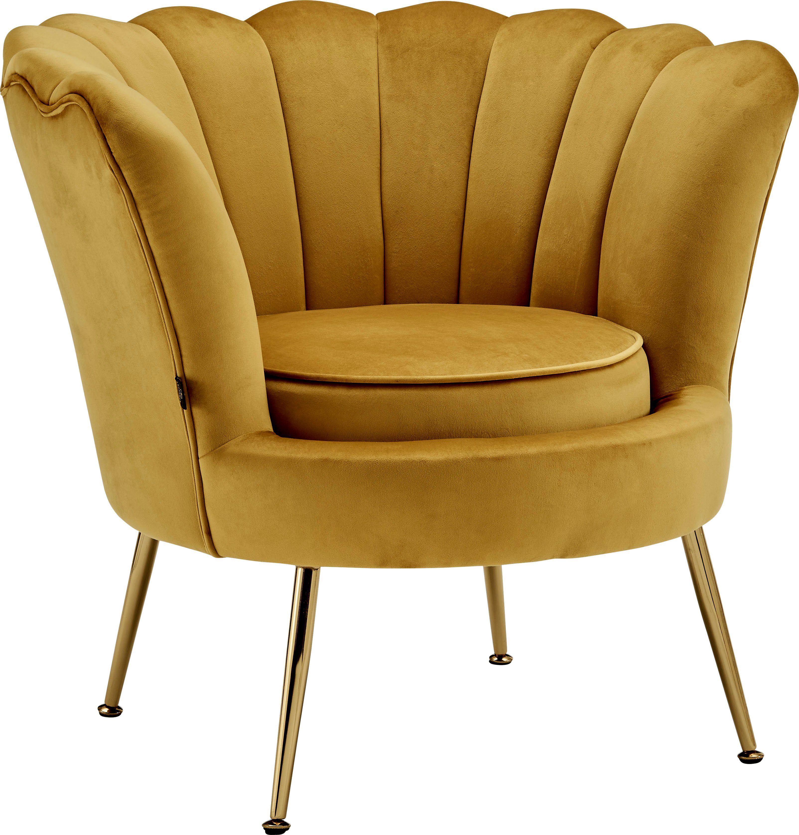 Leonique Loungestoel Kelsey met zachte fluwelen bekleding, chic metalen frame, zithoogte 43,5 cm