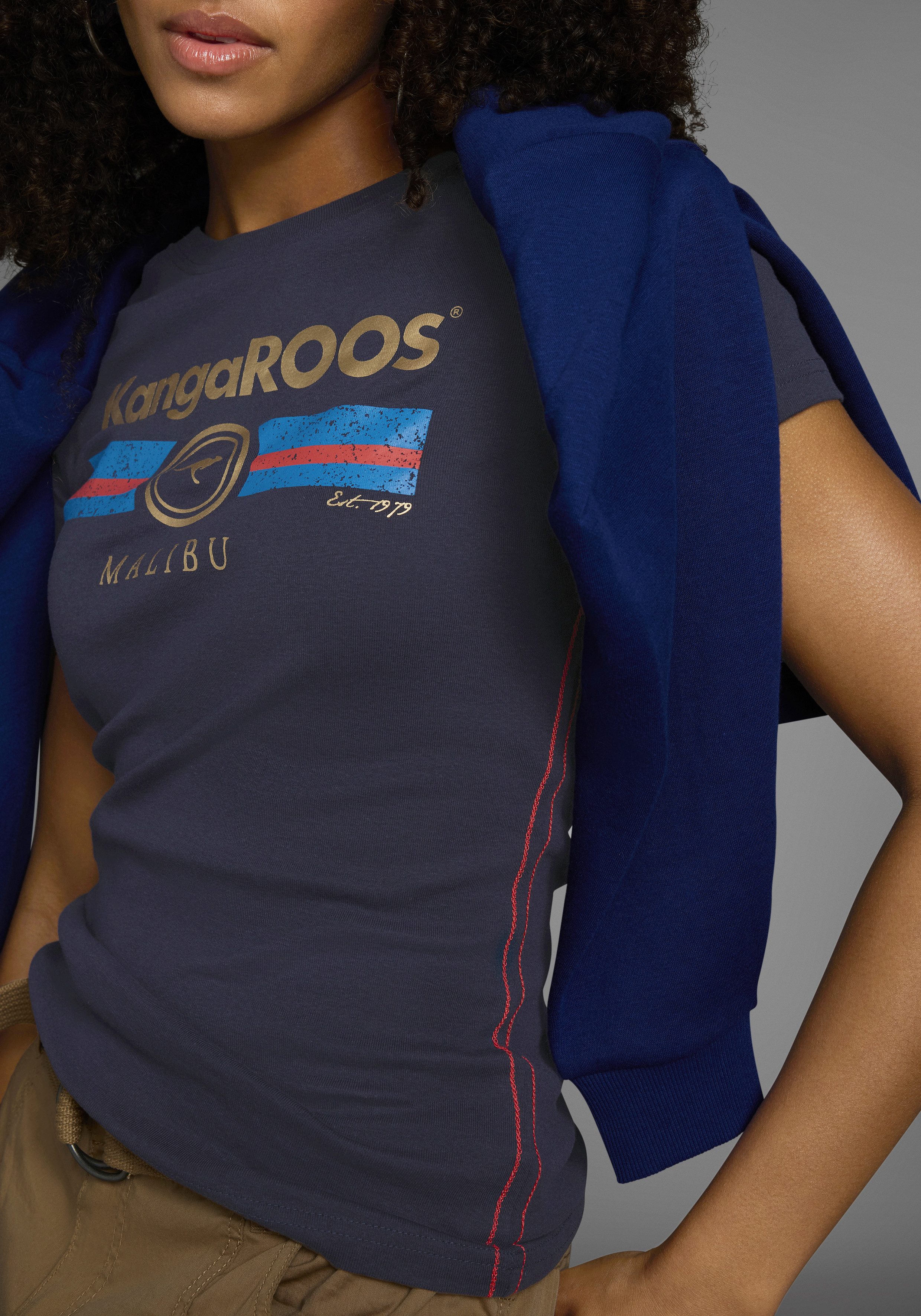 KangaROOS T-shirt Korte mouwen, effen en bedrukt, ronde hals (1-delig)