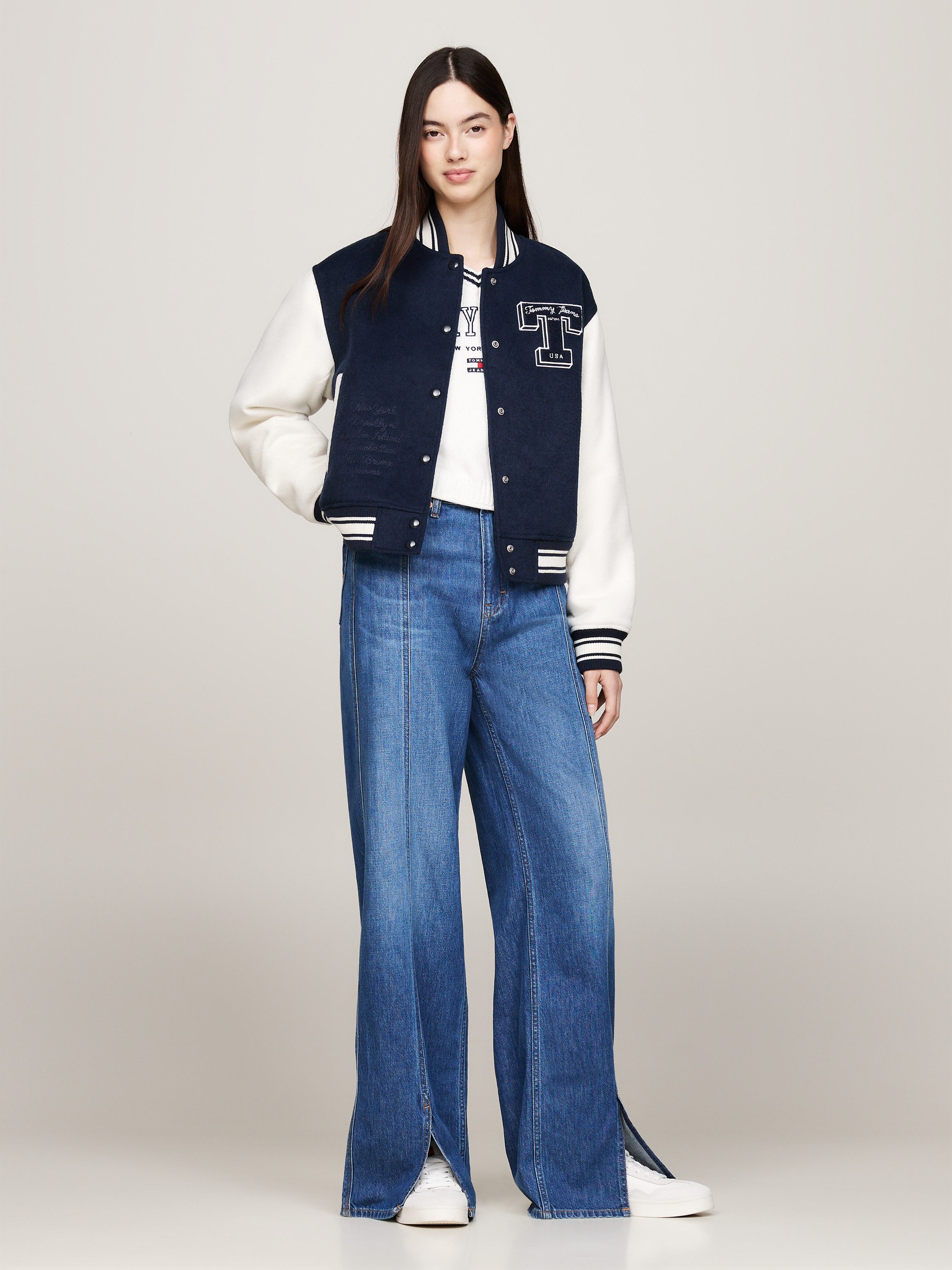TOMMY JEANS Bomberjack met streep detail geborduurd logo
