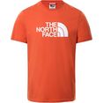 the north face t-shirt easy tee grote logoprint oranje
