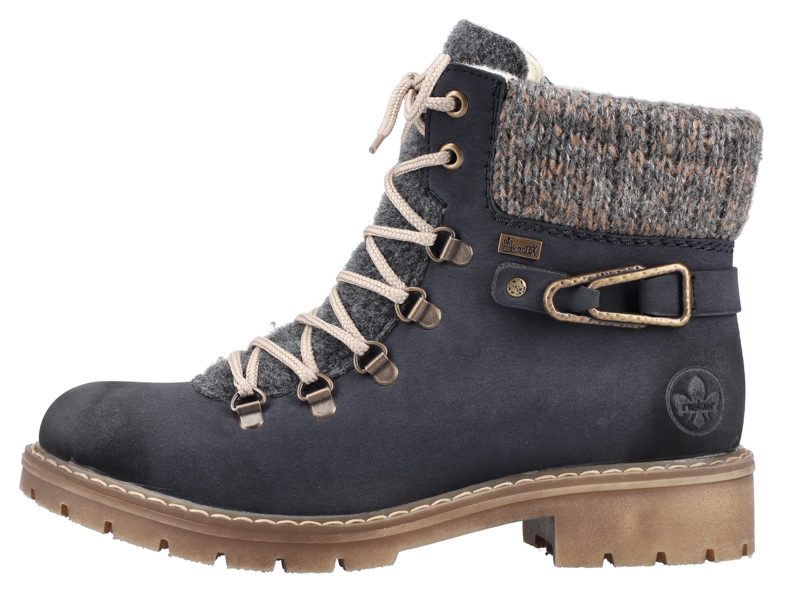 Rieker Winterlaarsjes winterlaarzen, veterschoenen met gebreide rand en rieker-tex