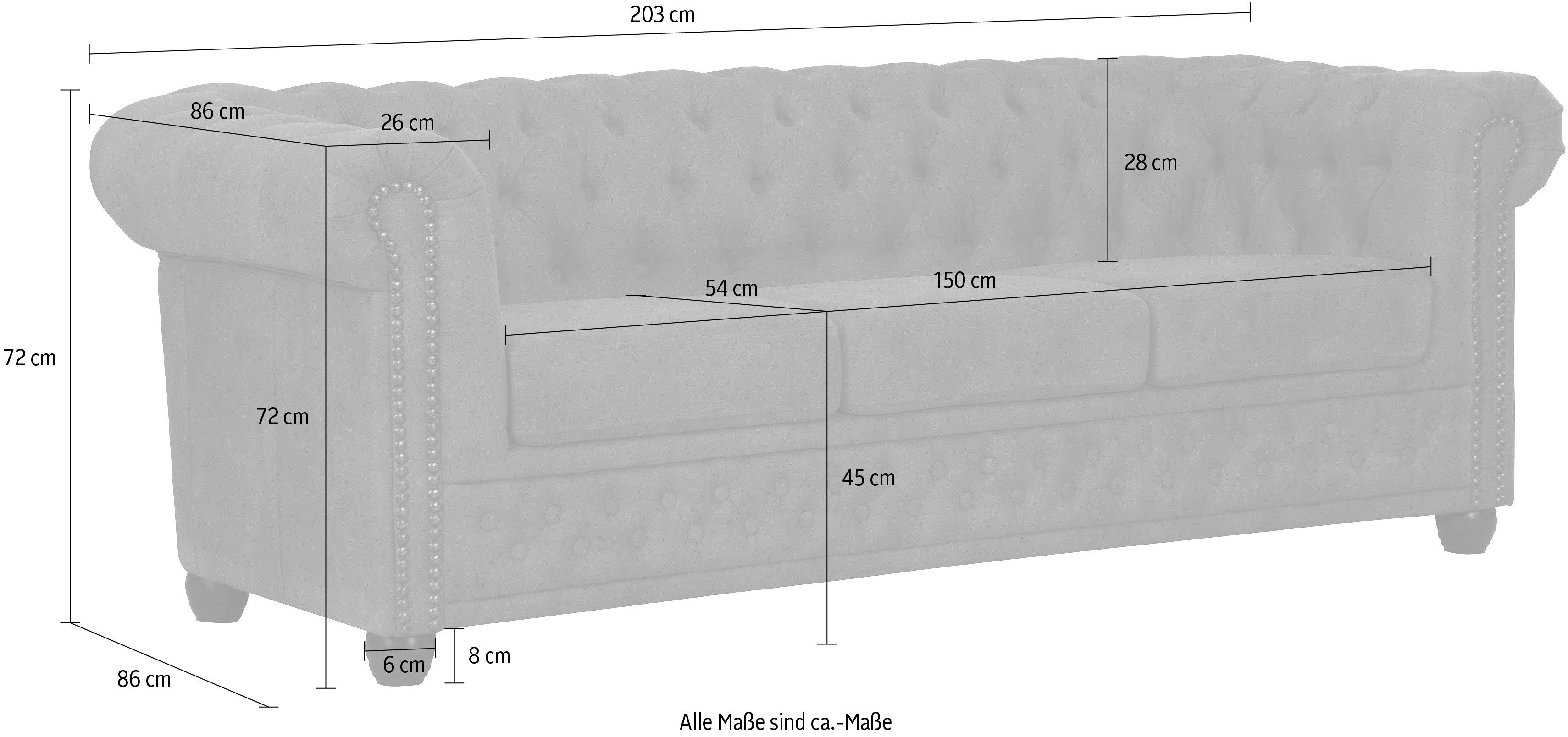 Home affaire Chesterfield-bank Rysum Chesterfield look, in 2 verschillende stoffen, 2 versies snel leverbaar