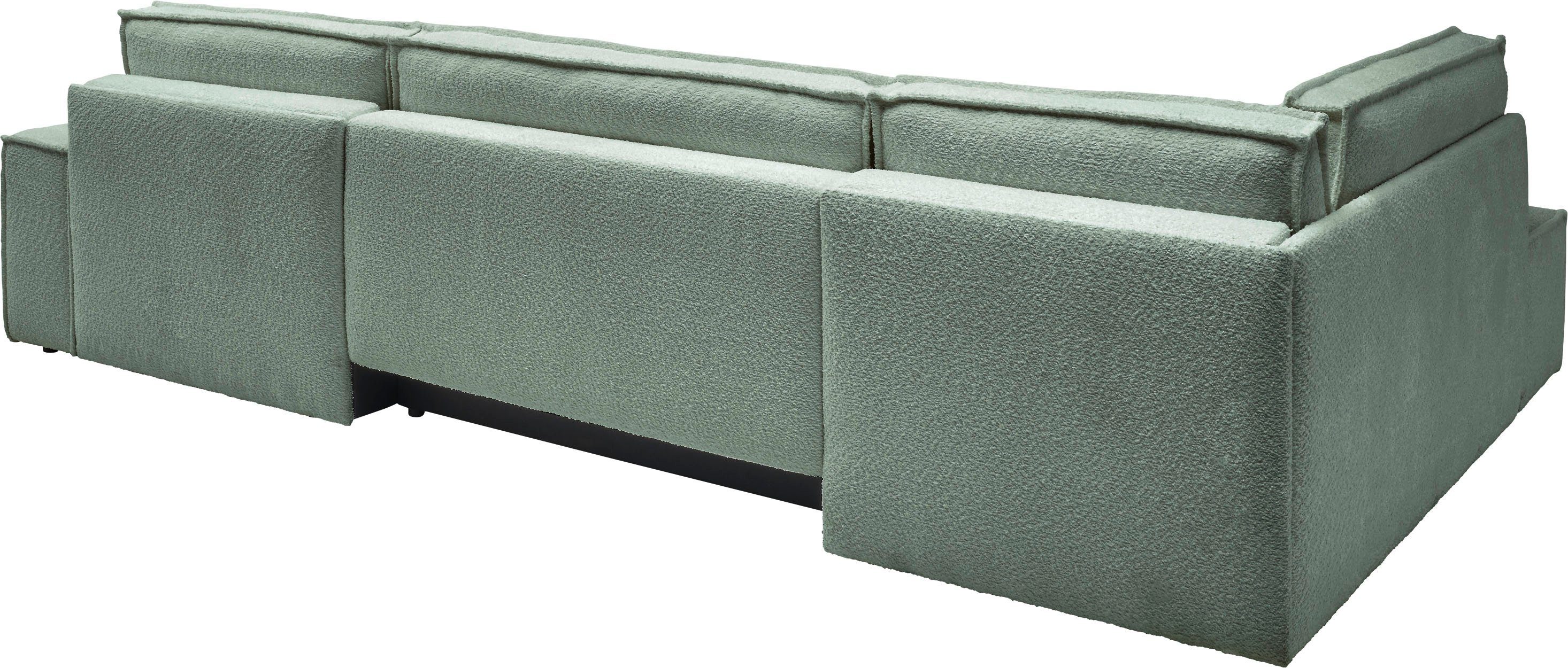 andas Zithoek FINNLEY U-model XXL 329 cm, bedbank, slaapfunctie m. bedkist
