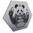 wall-art metalen artprint deurbord panda beer zilver deco (1 stuk) zilver