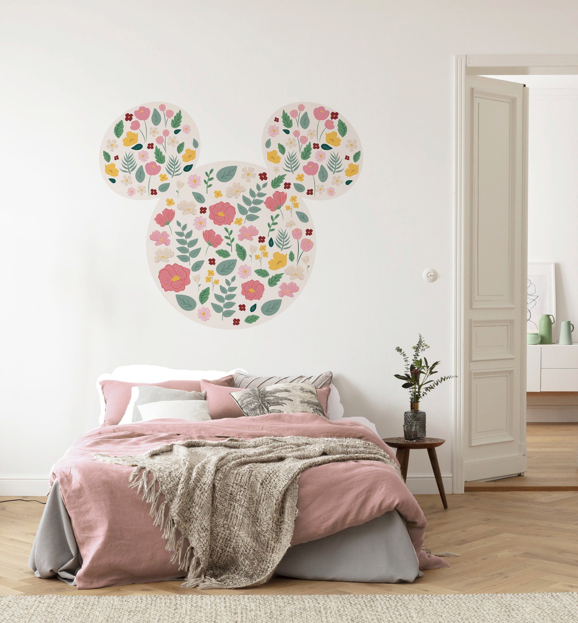Komar Vliesbehang Zelfklevend vlies - Mickey Head Wildflowers - Afmeting 125 x 125 cm (1 stuk)