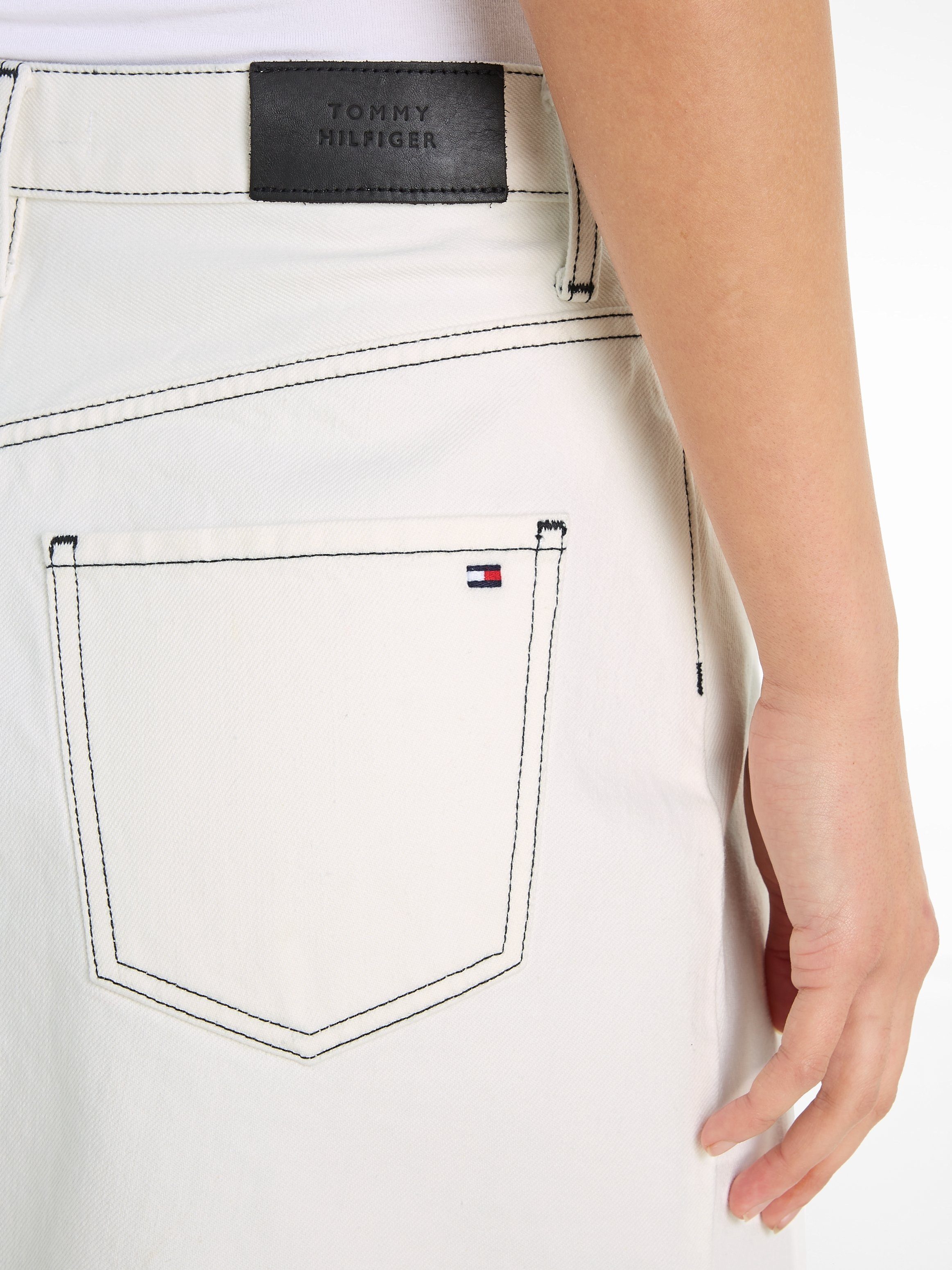 Tommy Hilfiger Jeans rok DNM RW A-LINE SKIRT ECRU Webrok met logo-embossing