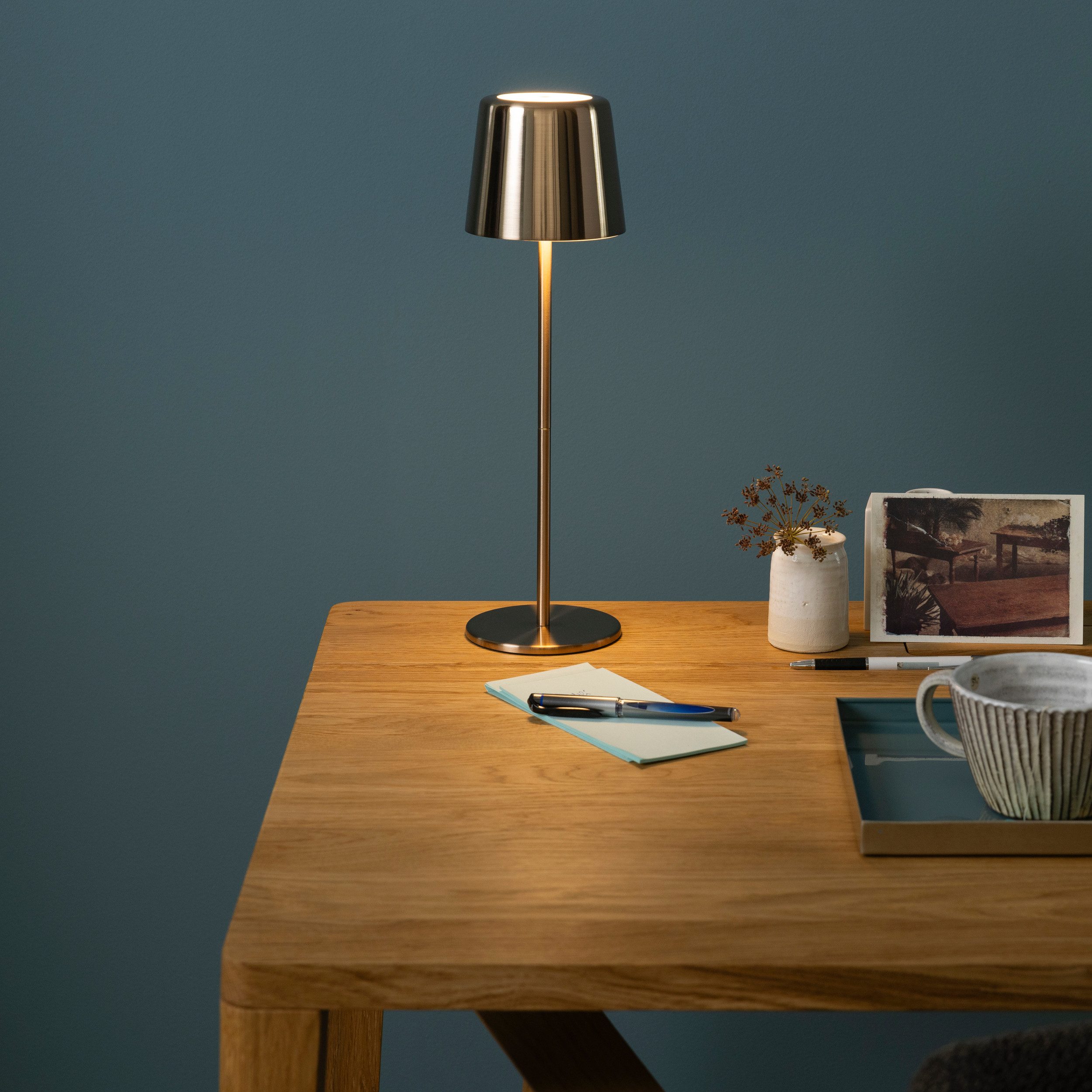 Brilliant Leuchten Led-tafellamp Xaana Accu, 37 cm, 300 lm, 3000-6500 K, dimbaar, metaal, Kaami Premium