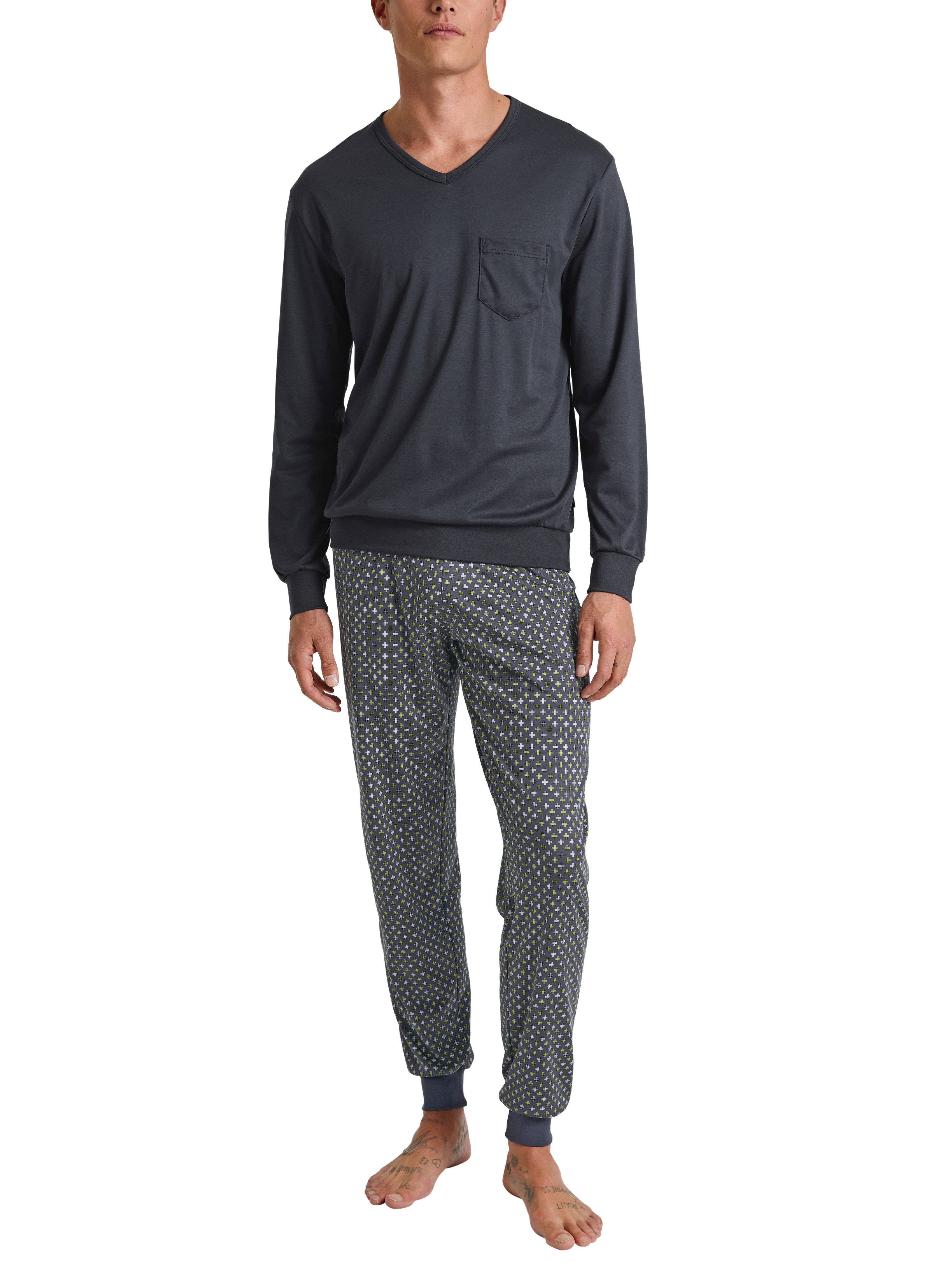 CALIDA Pyjama Relax Swiss Edition met zachte boorden aan de uiteinden (2-delig)