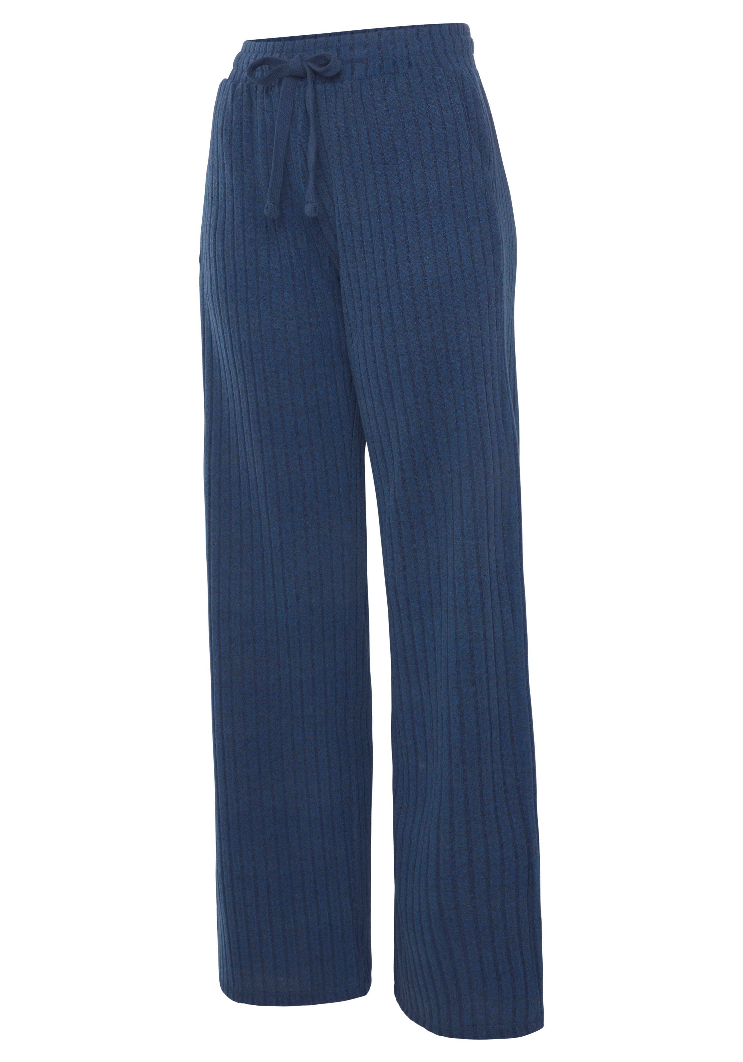 Lascana Homewearbroek -Loungebroek -lounge-/brei broek met wijde pijpen en zijzakken, loungewear (1-delig)