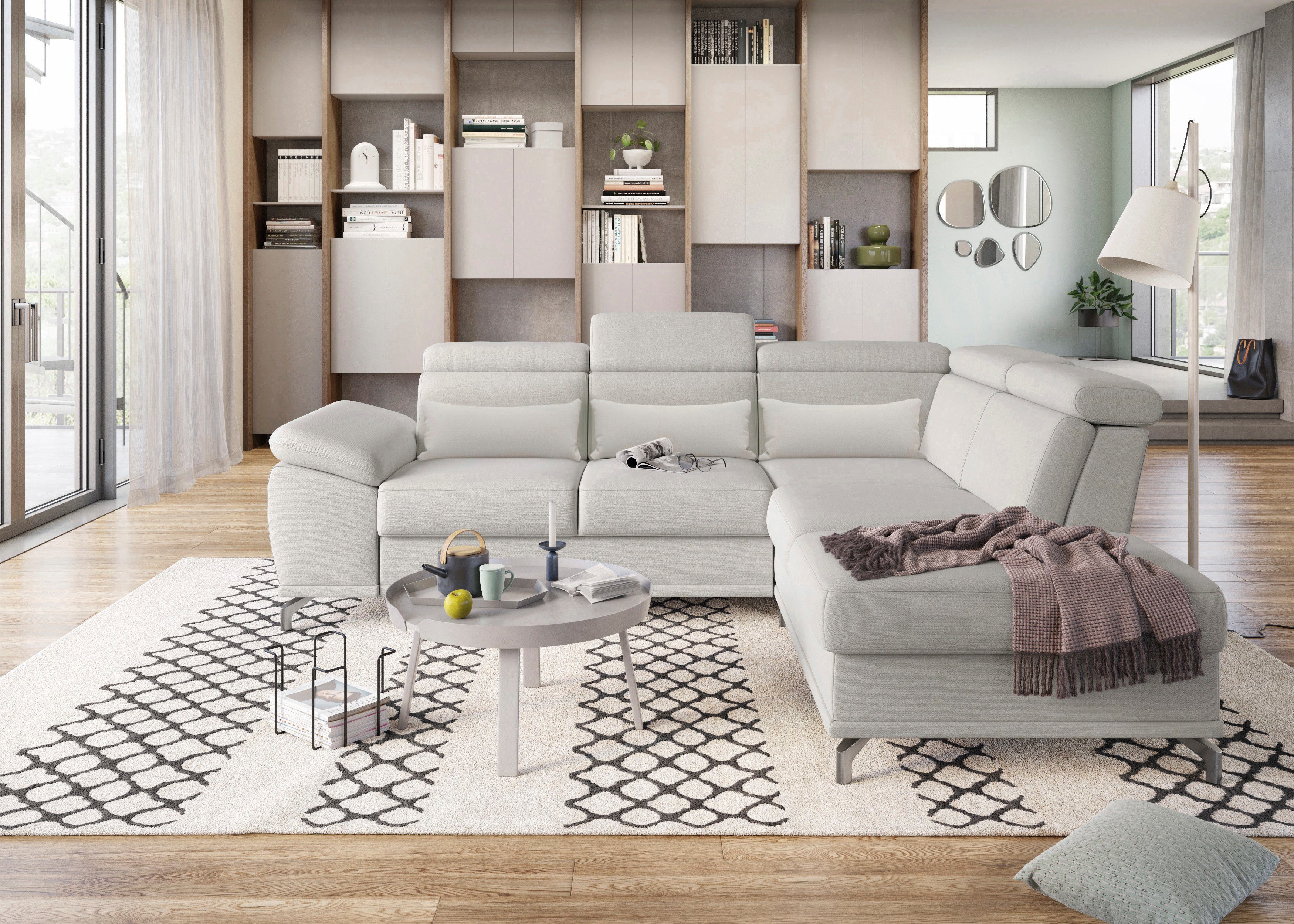 sit&more Hoekbank Cabrio L-vorm, met zitdiepteverstelling, arm- en hoofdsteunverstelling