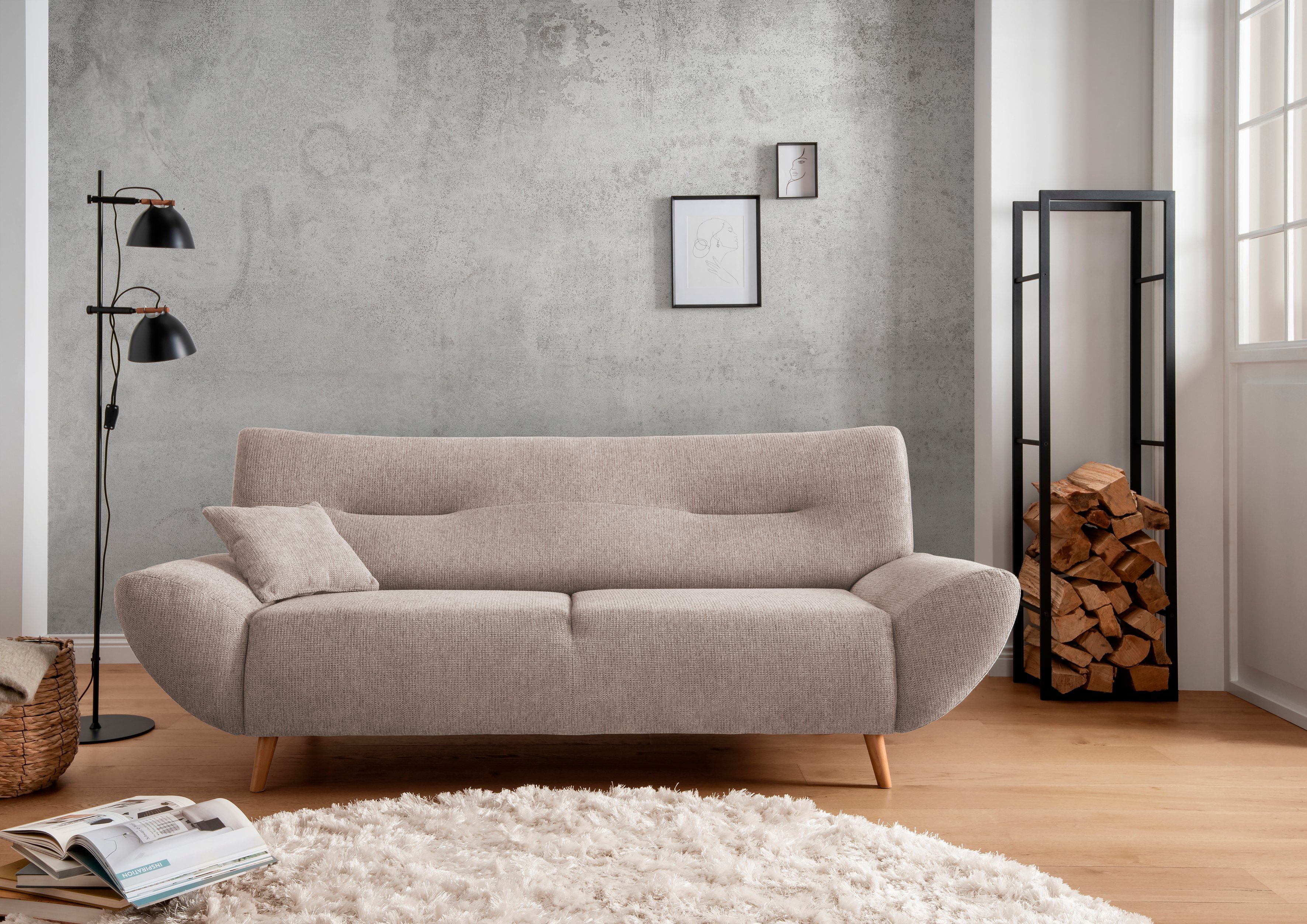 INOSIGN Zithoek Drago elegant en tijdloos, comfortabel, moderne vormtaal leverbaar als fauteuil/hoekbank, diverse stoffen, incl. 2 sierkussens (set, 3-delig)