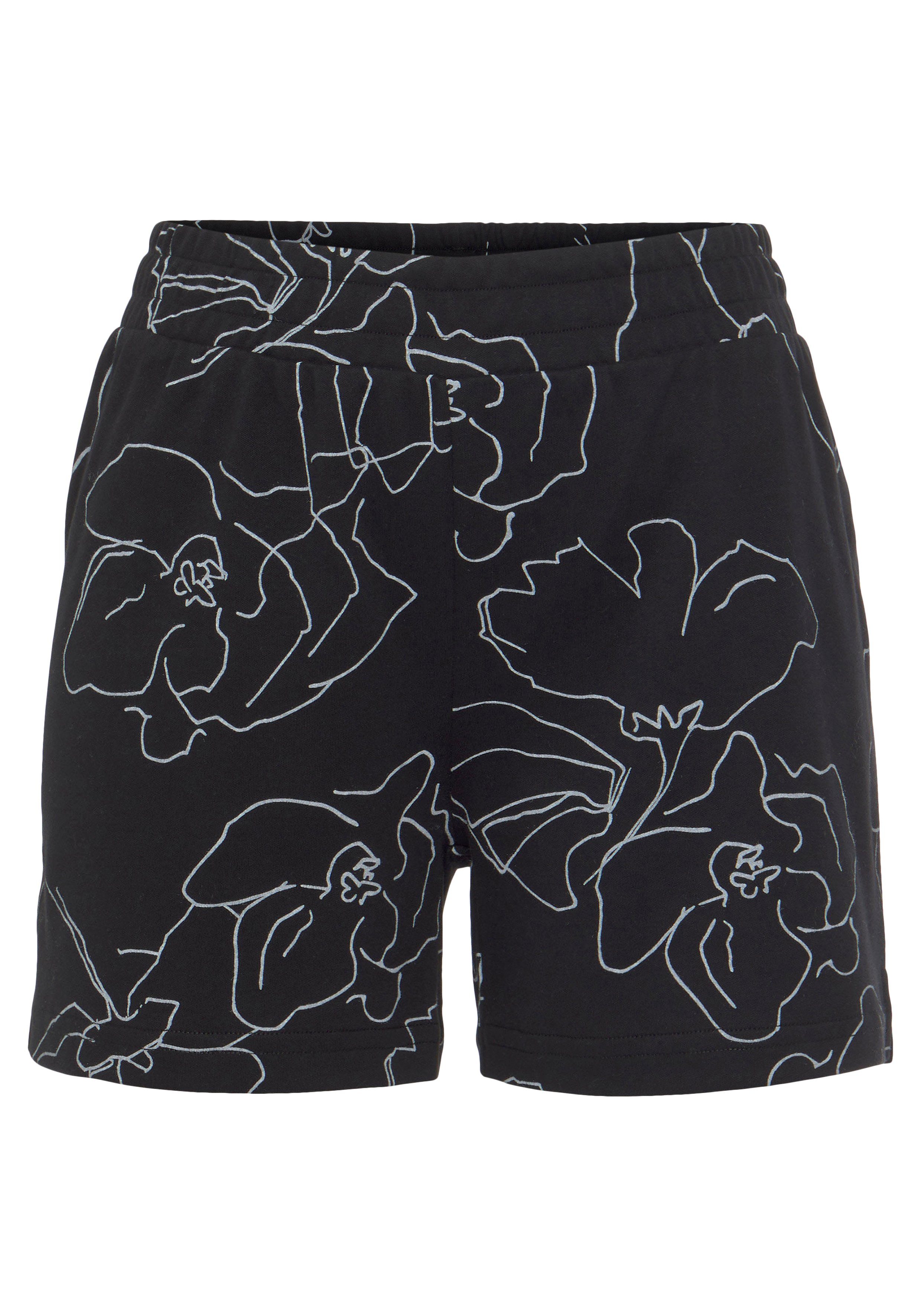 Lascana Sweatshort -lounge shorts met allover bloemetjesprint, loungewear