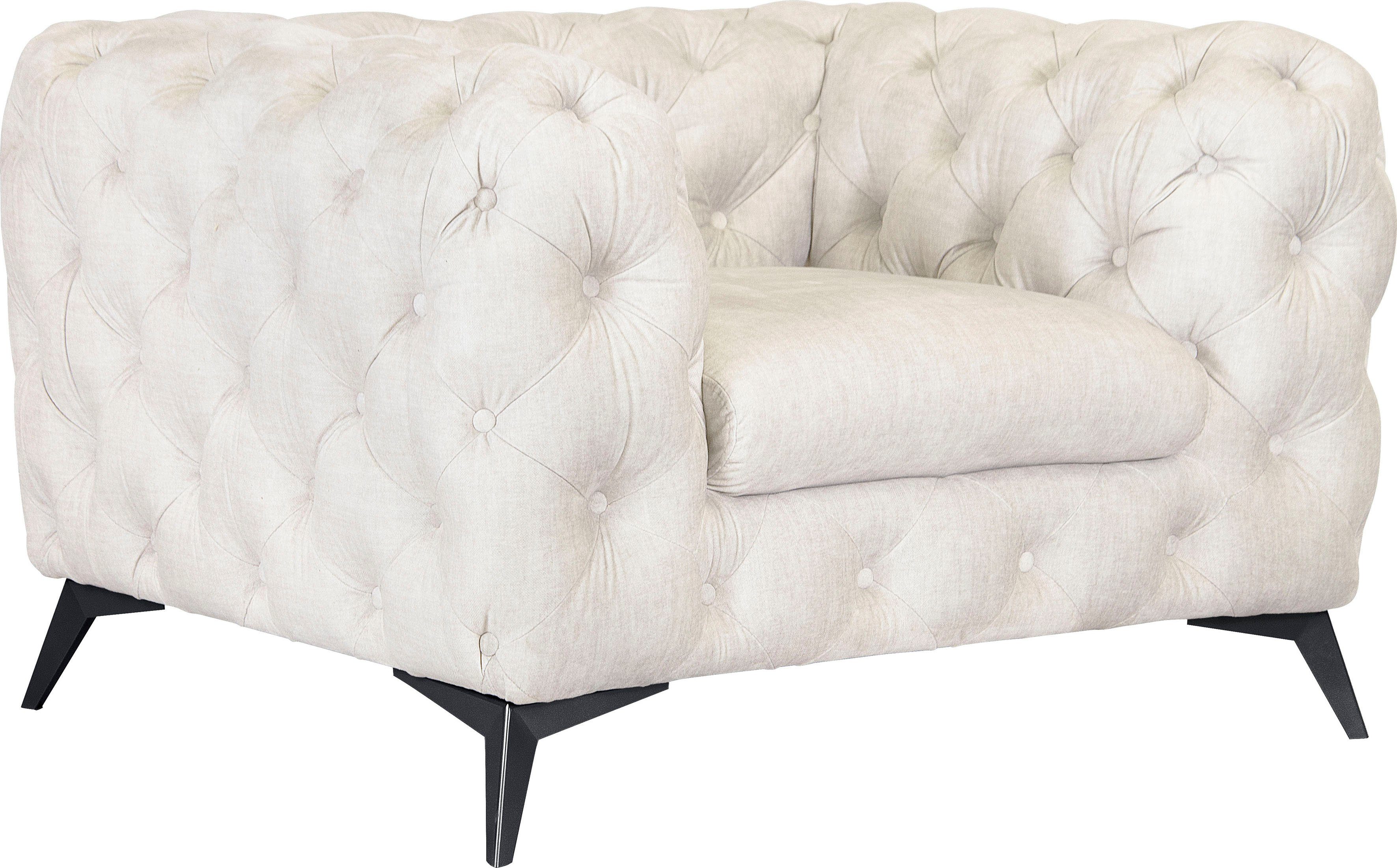 Leonique Chesterfield-fauteuil Glynis Fauteuil luxueuze capitonnage, moderne chesterfield look, kleur van de poten ter keuze