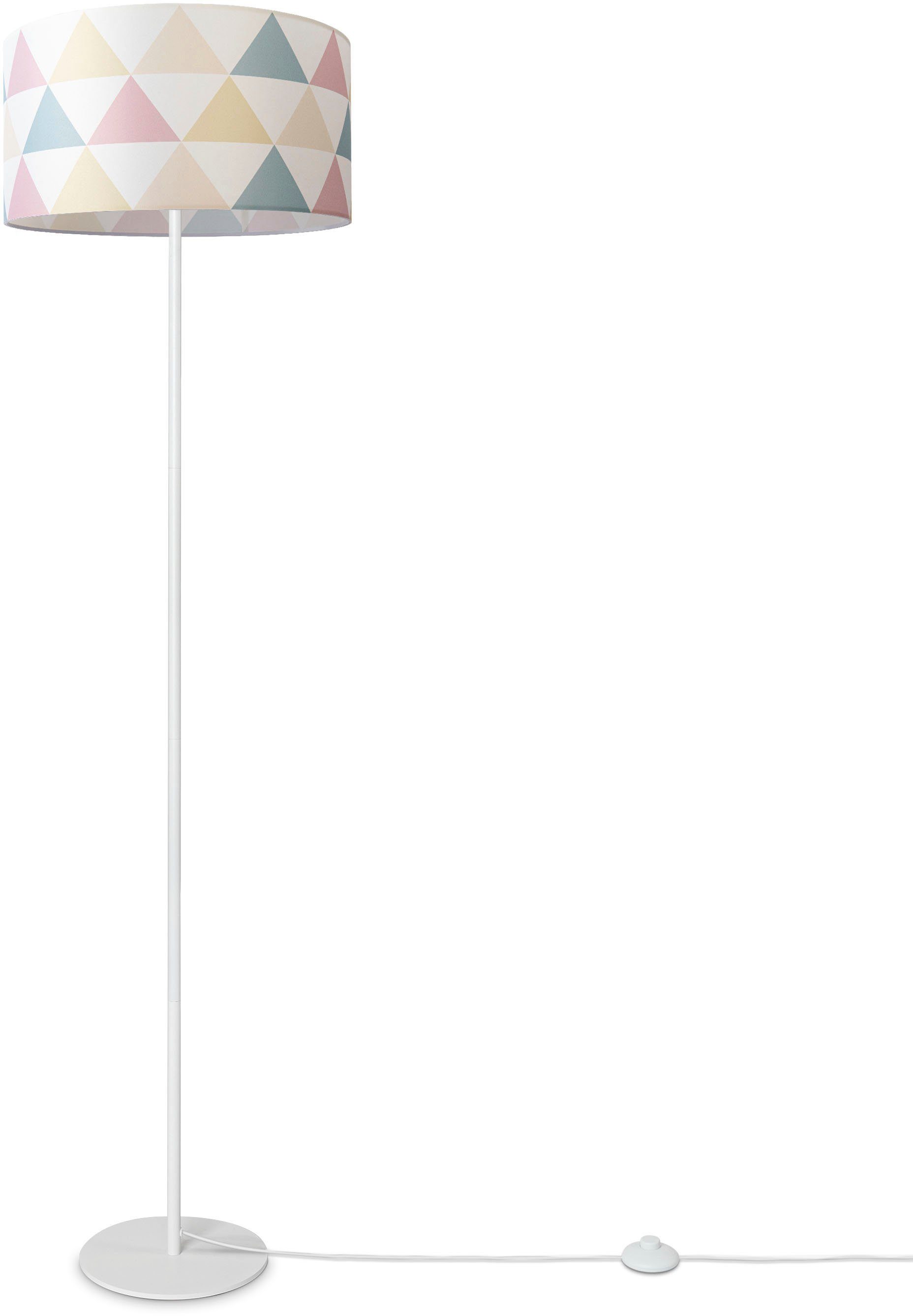 Paco Home Staande lamp Luca Delta Woonkamer stofkap driehoek kleurig vloerlamp textiel vloerlamp vloerlampen wit