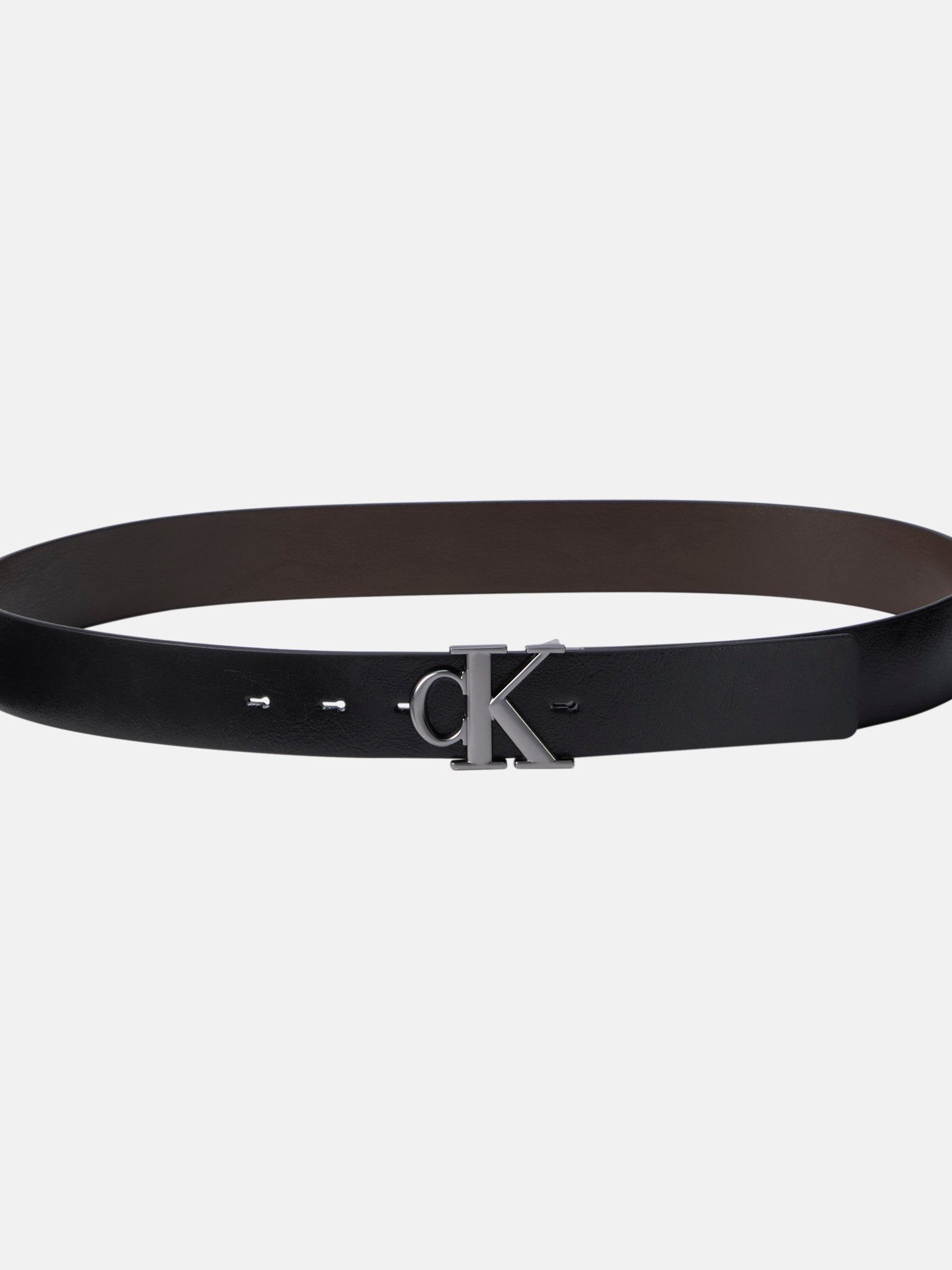 Calvin Klein Leren riem MNGRM PLQ BCKL 35MM