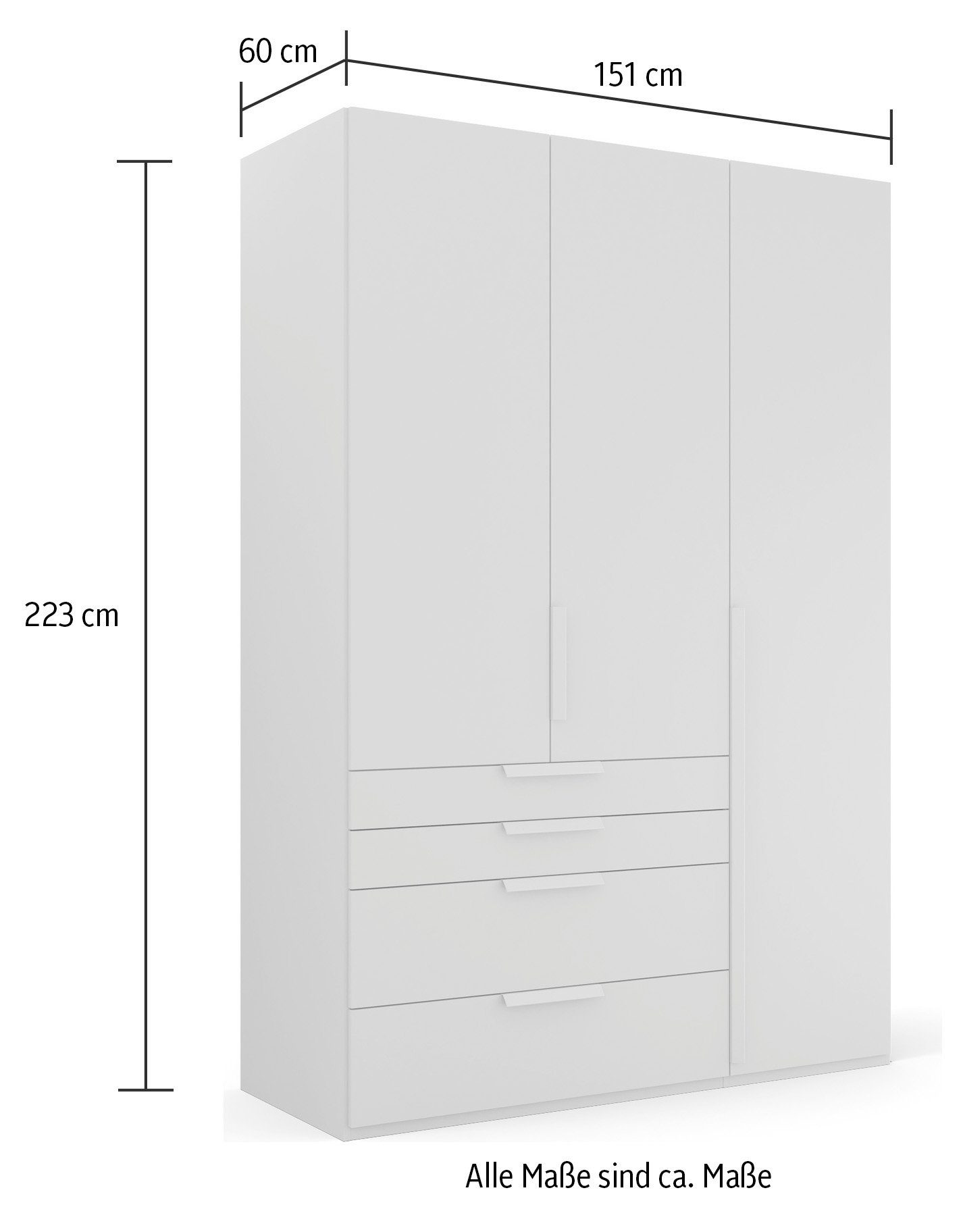 rauch Draaideurkast Purisma met glazen front, laden en vele accessoires, met soft-closetechniek