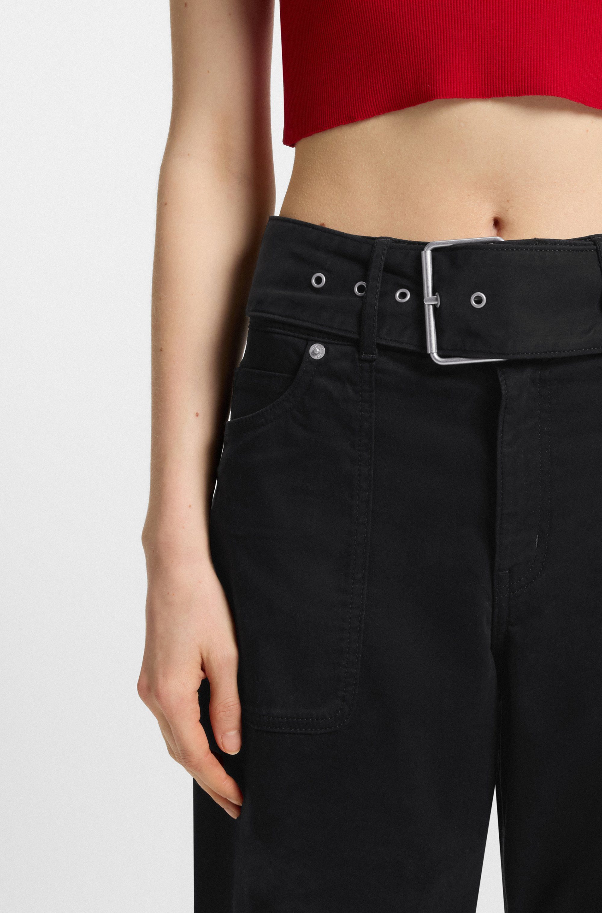 HUGO Blue Stoffen broek Hicandi met brede riem