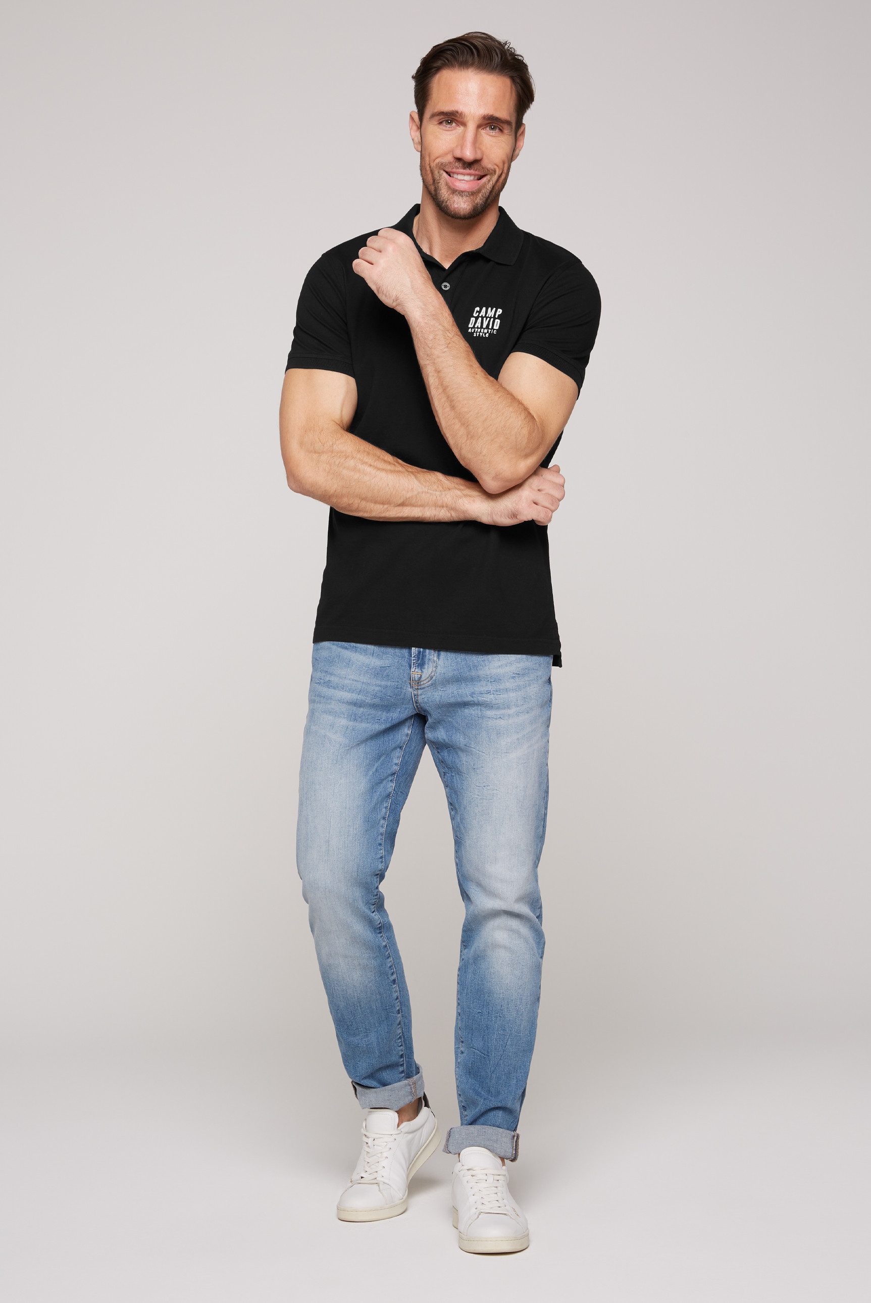 CAMP DAVID Poloshirt met kleine logo-borduursel op borsthoogte