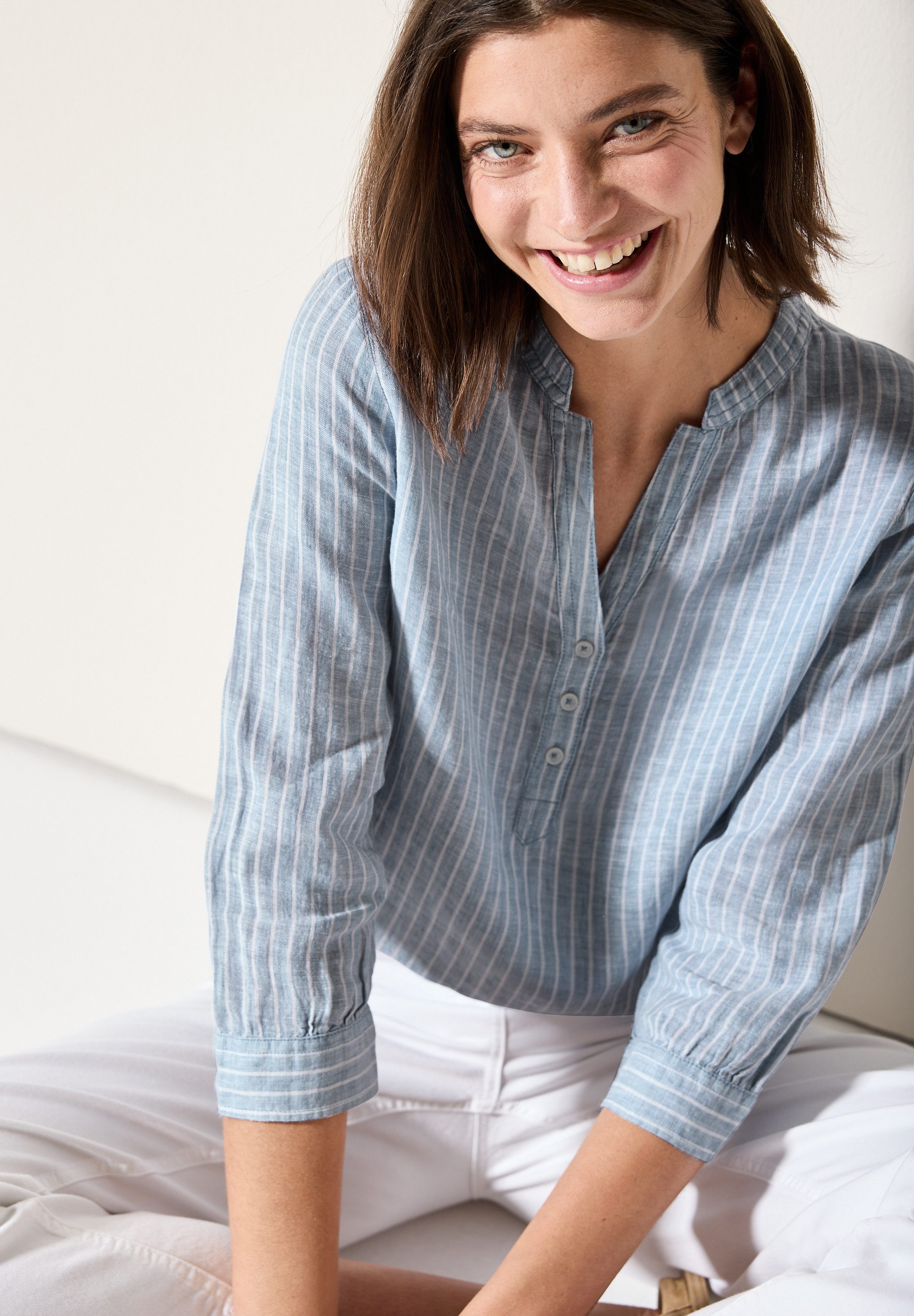 Cecil Blouse zonder sluiting in streep-look