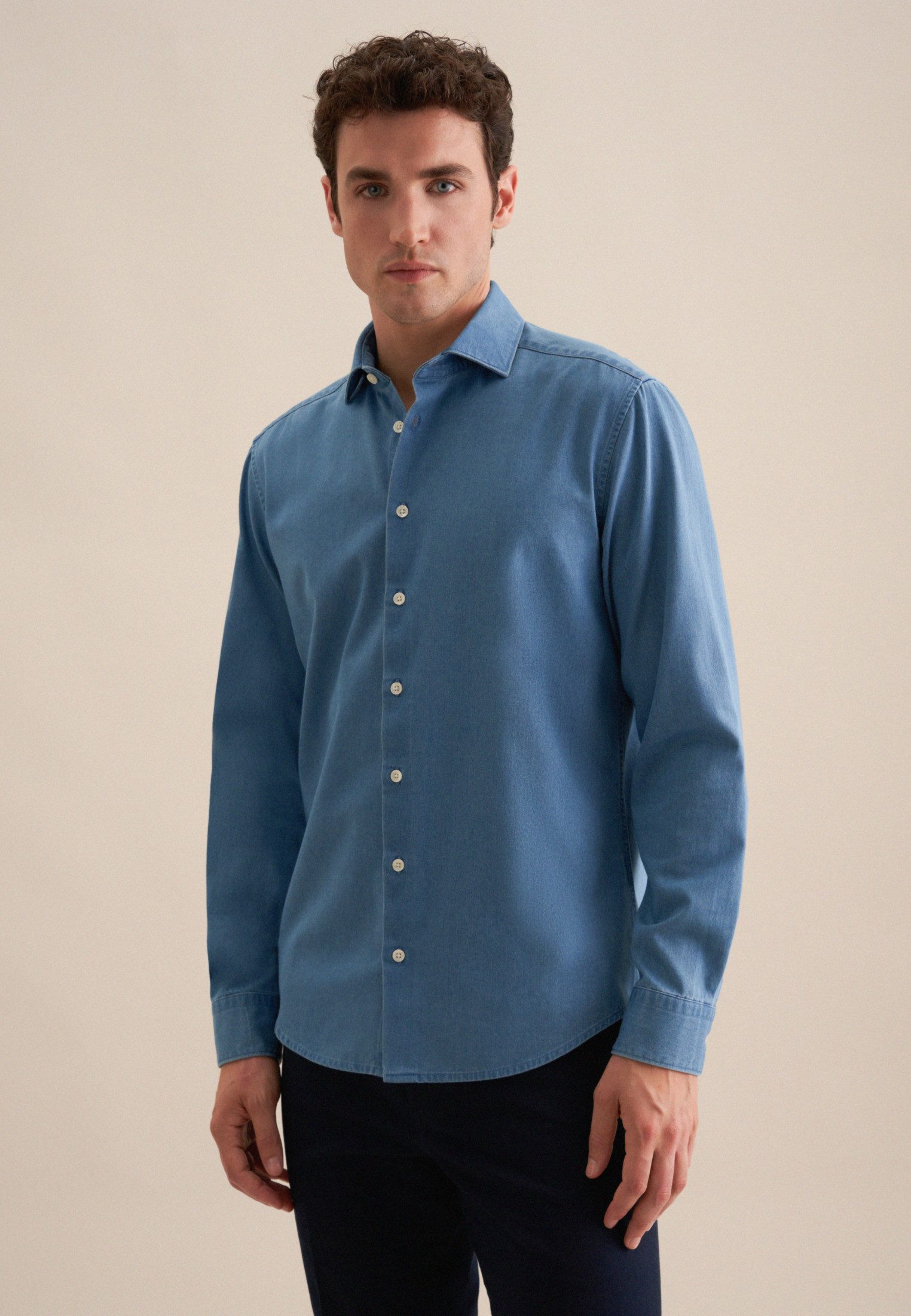 seidensticker Businessoverhemd Zwarte roos heren overhemden maat 3XL (47) blauw