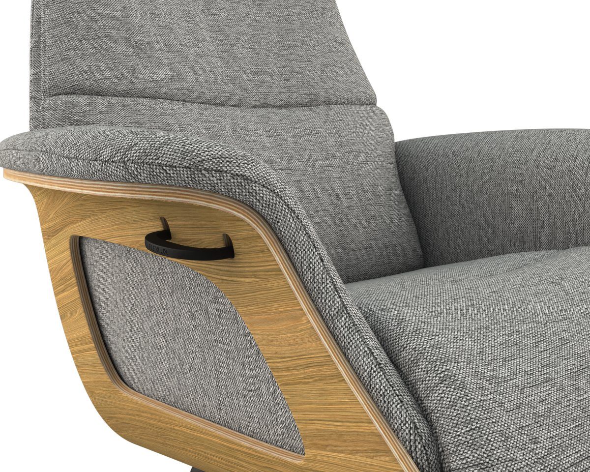 FLEXLUX Relaxfauteuil Clement relaxstoel, gestoffeerde stoel, ligstoel, TV-stoel, Rug- & hoofdsteunverstelling, draaibaar, armleuning eik, zwart voet