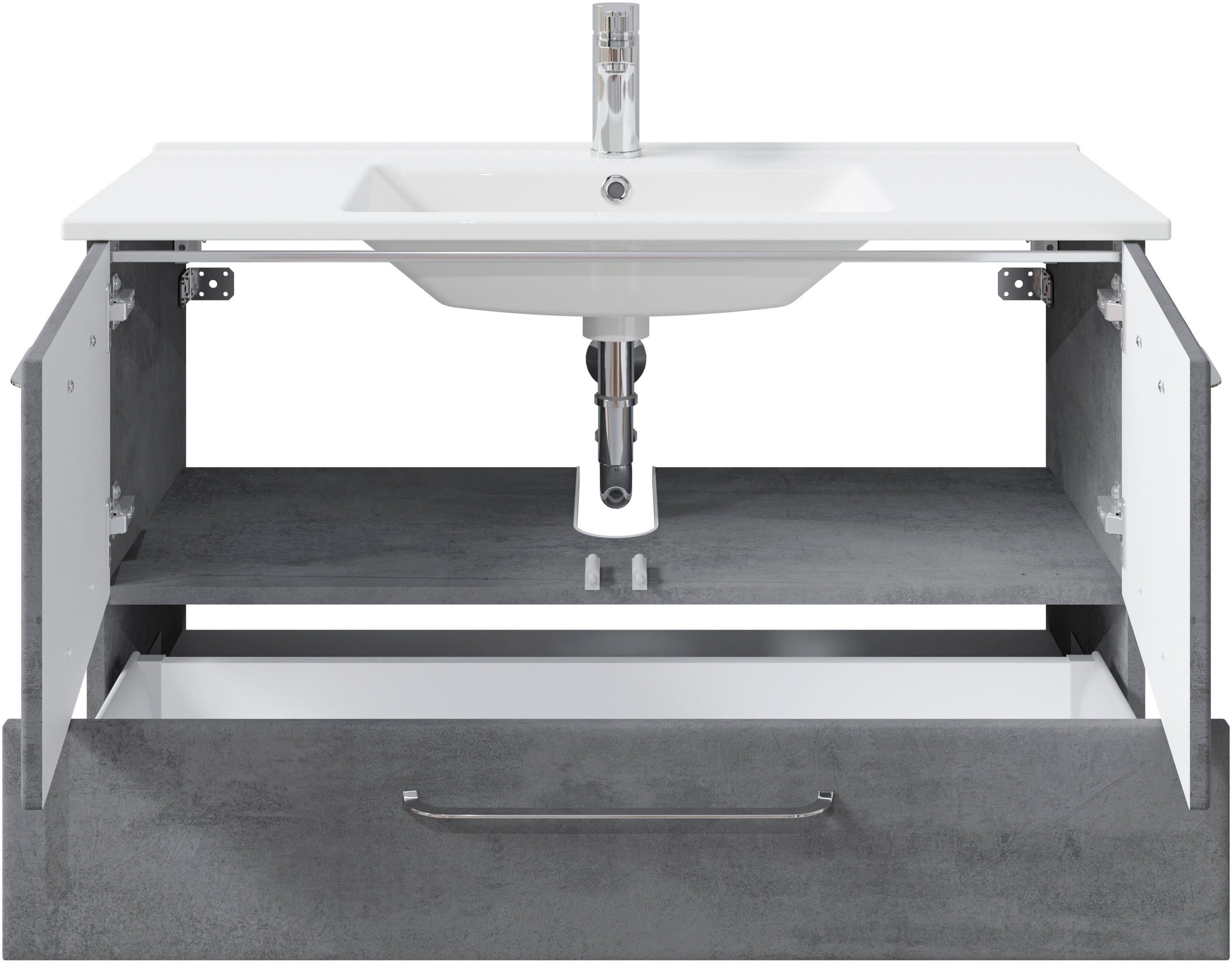 Saphir Badkamerserie Quickset 945 keramieken wastafelonderkast met onderkast, 100 cm breed (1 stuk)