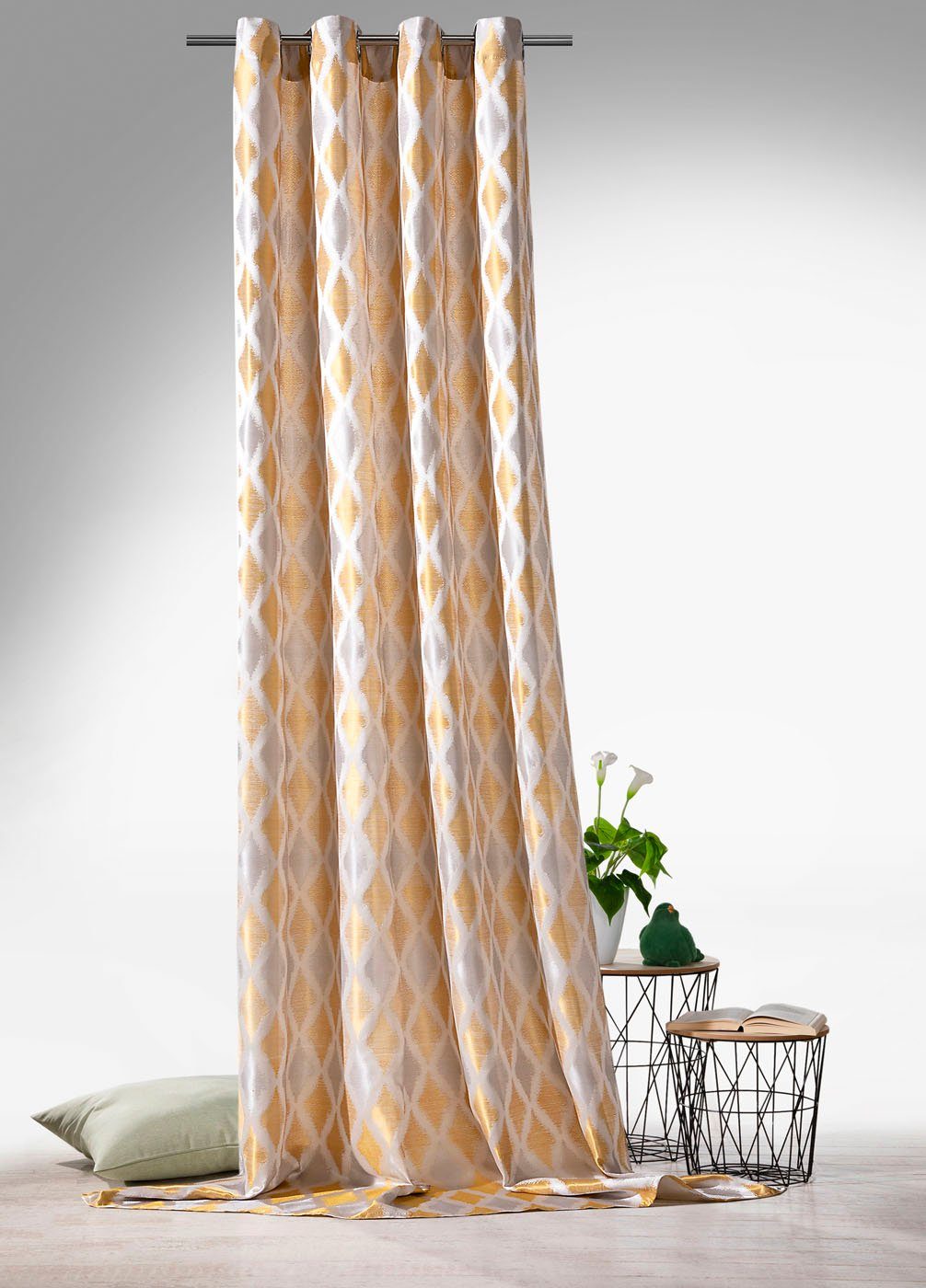 Weckbrodt Gordijn Ruit Jacquard, gestructureerd, ondoorzichtig, ruitmotief, gordijn, store (1 stuk)