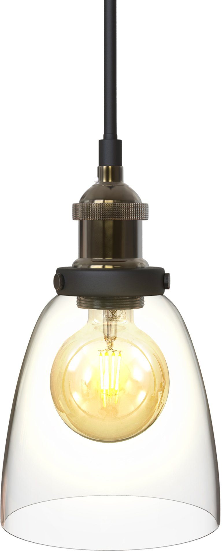 B.K.Licht Hanglamp BK_PL1097 Retro Pendellampe, E27 Fassung, Glasschirm, Länge: 120cm