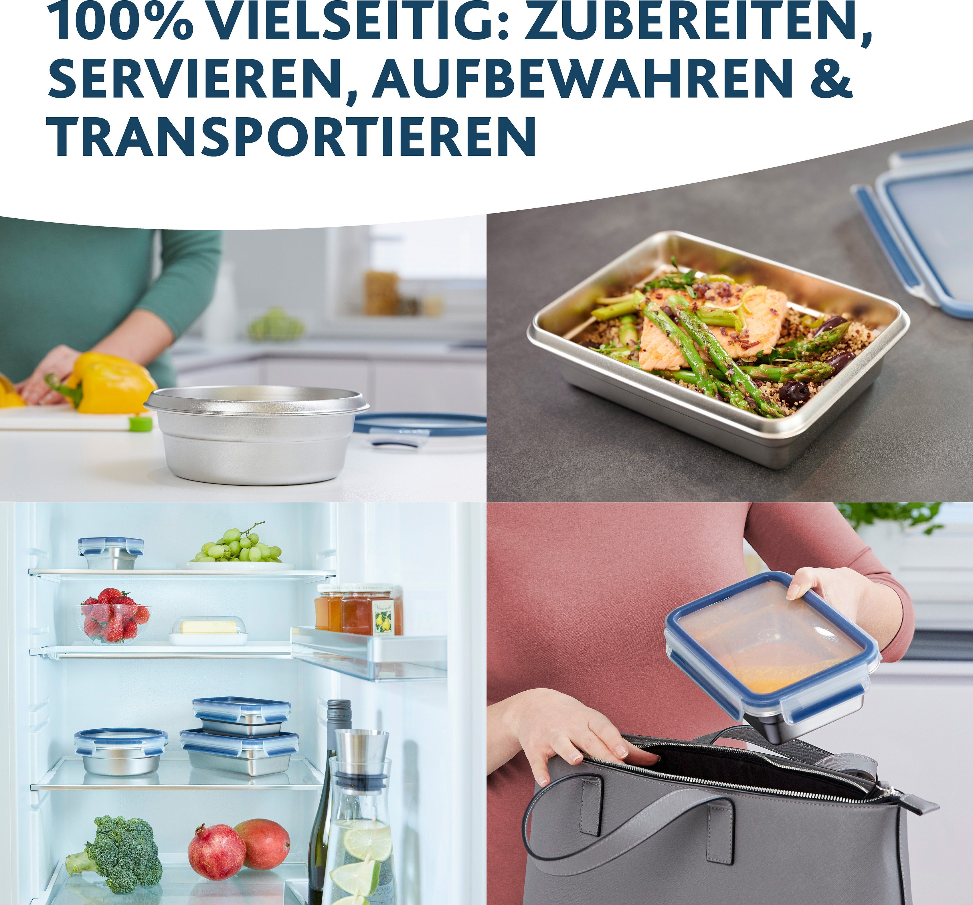 Emsa Vershoudtrommel Clip & Close Roestvrij staal, vorst-, vaatwasser- en ovenbestendig (set, 1-delig)