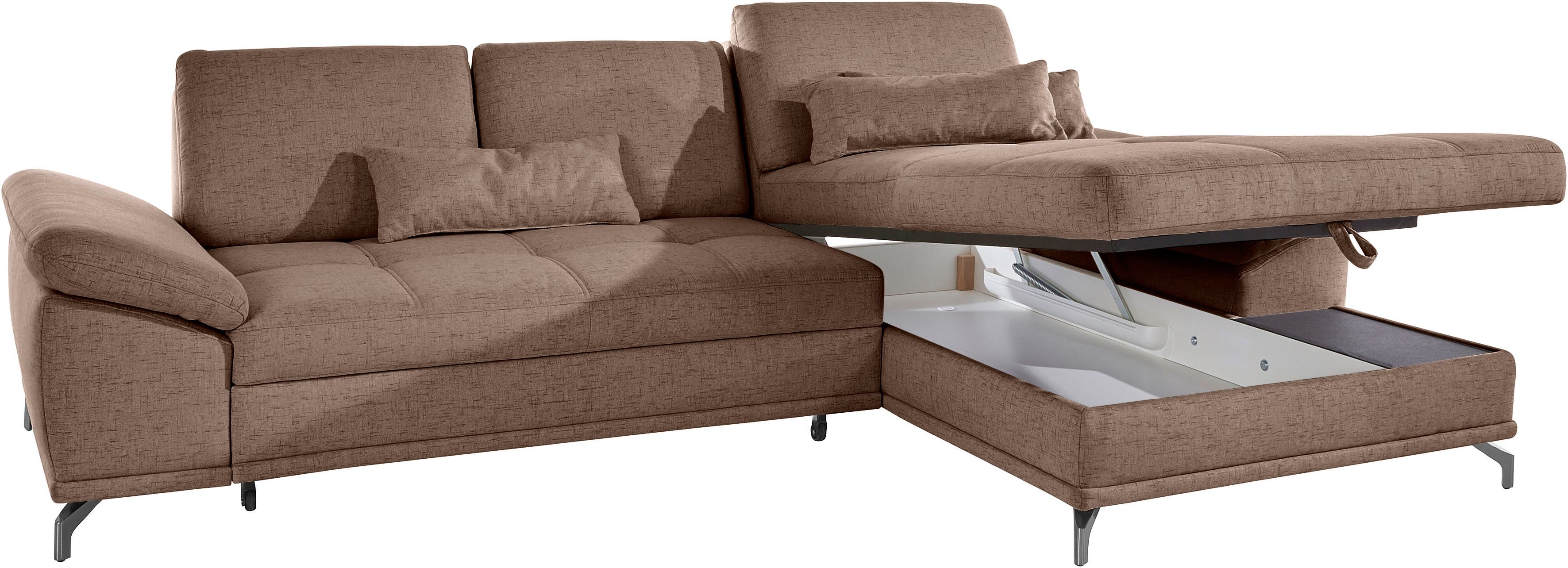 Places of Style Hoekbank Costello L-vorm, met zitdiepteverstelling, armleuningverstelling en
