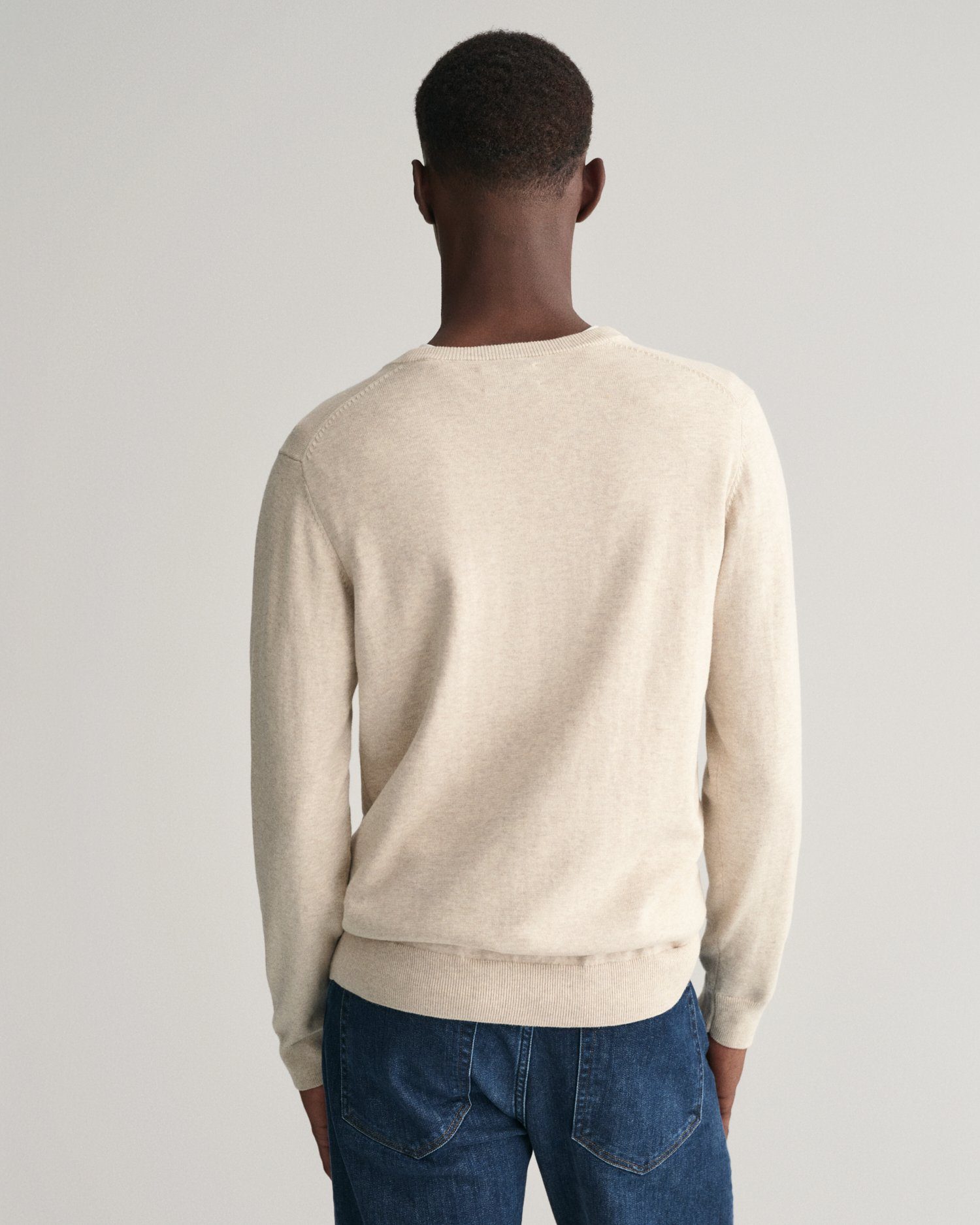 Gant Trui met V-hals CLASSIC COTTON V-NECK Premium brei jersey van zacht 100% katoen overgangs trui
