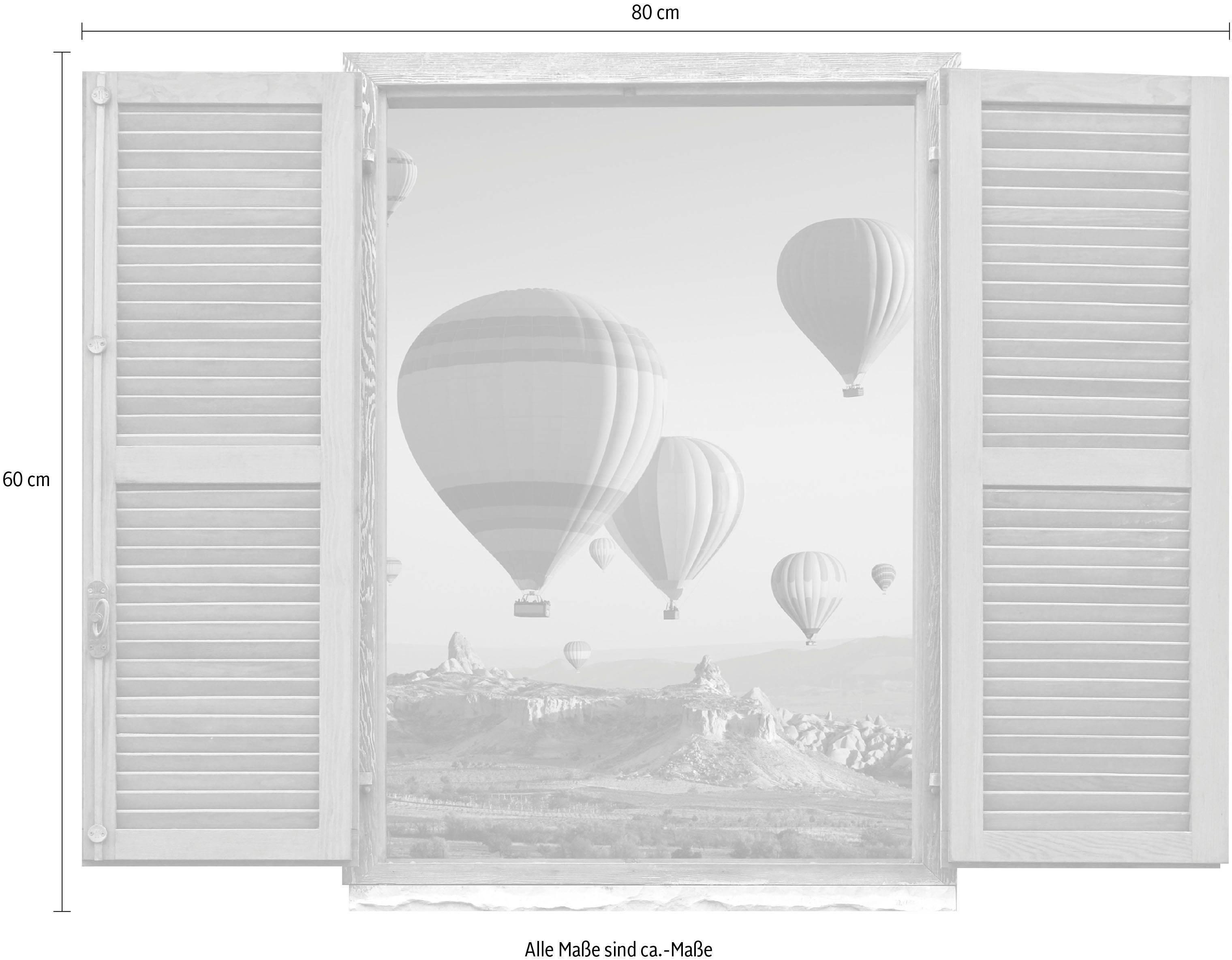queence Wandfolie Heteluchtballonnen Muursticker, muurdecoratie, zelfklevend, 3D, raam (1 stuk)