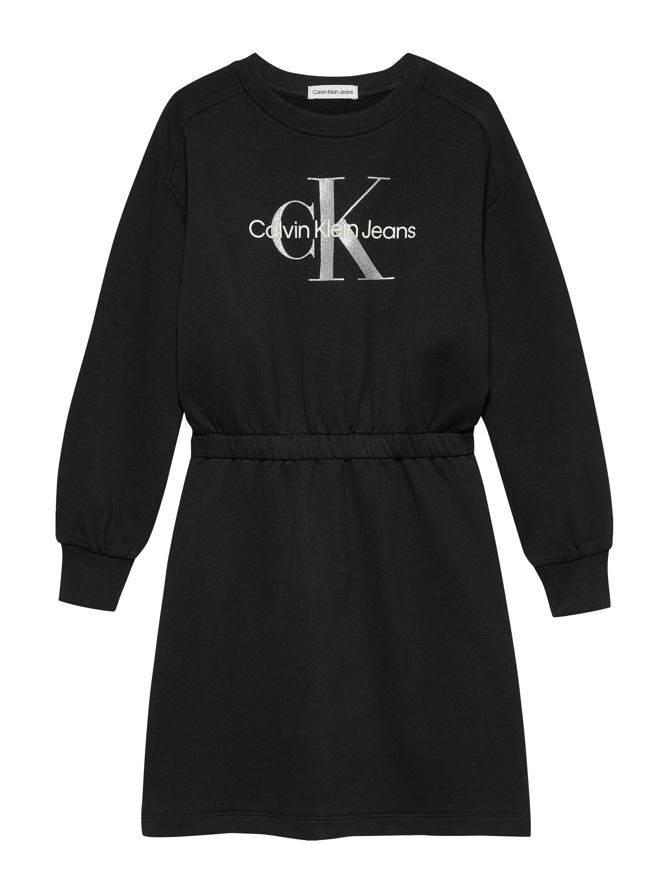 Calvin Klein Sweatjurk GLITTER MONOLOGO HWK DRESS voor kinderen tot 16 jaar met logo-opdruk