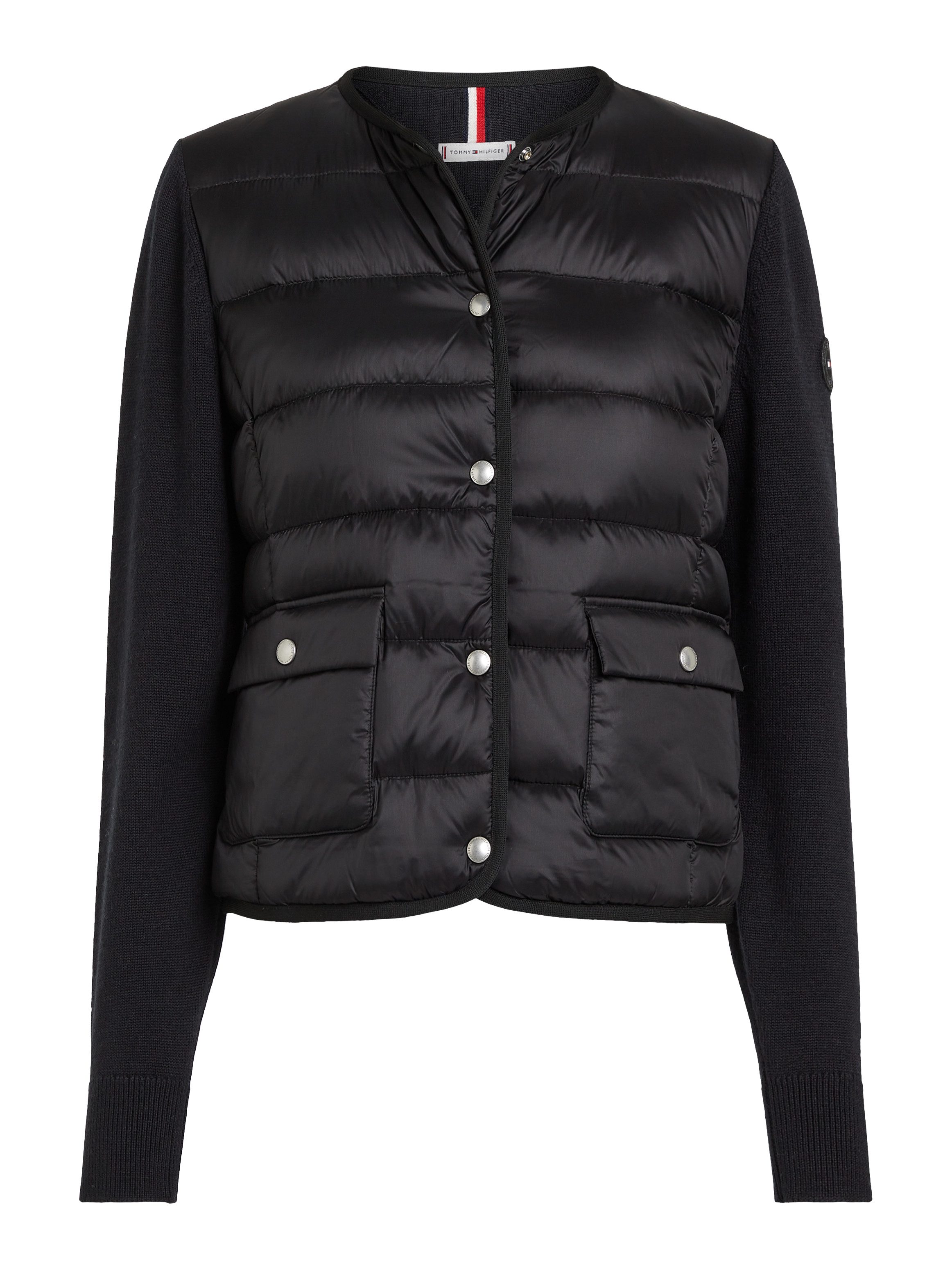 Tommy Hilfiger Gewatteerde jas UL DOWN KNIT MIX JKT met brei-inzetten patch